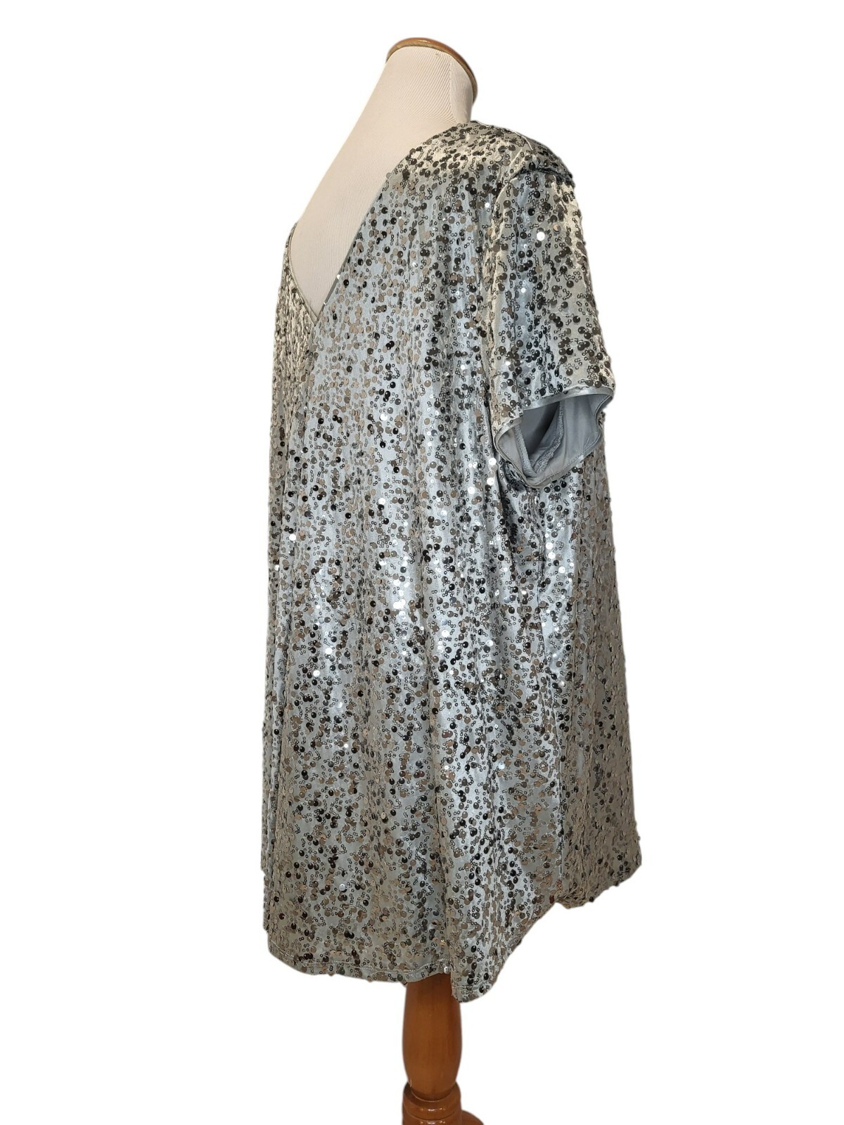 Vintage Roaman&rsquo;s Silver Sequin Sparkle Disco Glitter Glam Blouse Top Shirt 22W