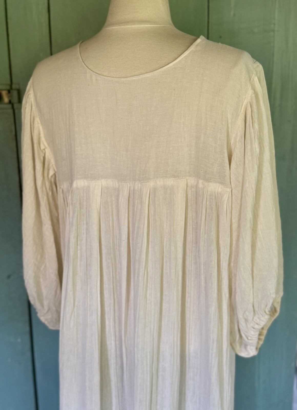 Pintuck Mexican Hand Stitched Embroidered Cotton Gauze Shift Dress Crochet L-XXL