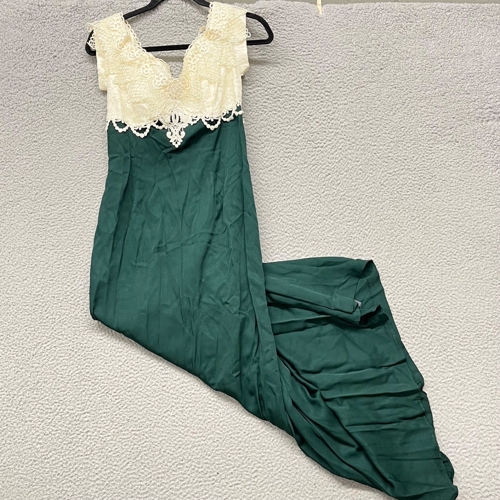 Vtg Scott McClintock Dress Womens 10 Green Eyelet Lace Long Victorian Style 80&rsquo;s