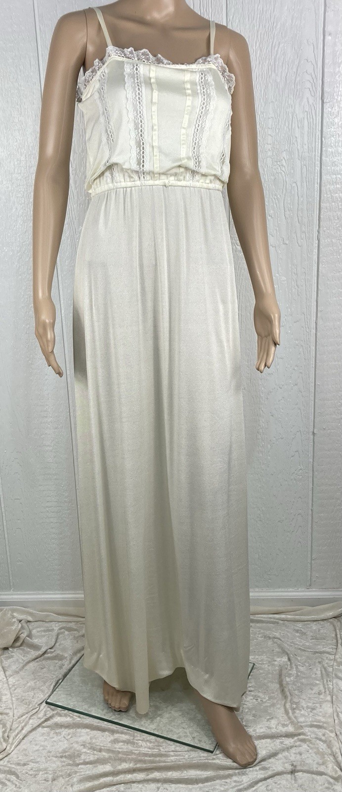 Vtg Roberta California Slip Dress Ivory Beach Wedding Prom Maxi Size 5-6