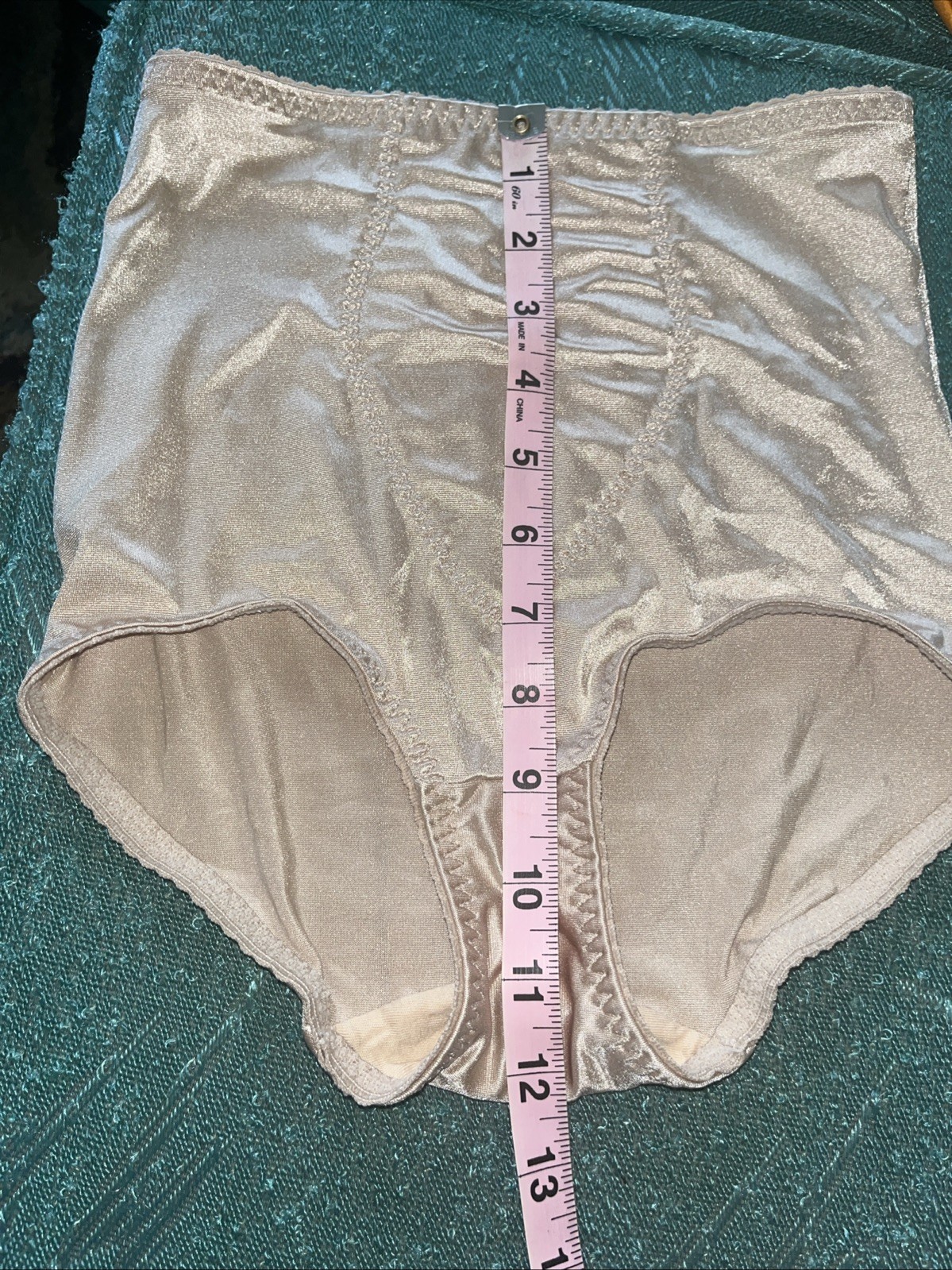 Vtg Cupid Satin Panties Medium Second Skin Beige Brief Hi Waisted Shaper Girdle
