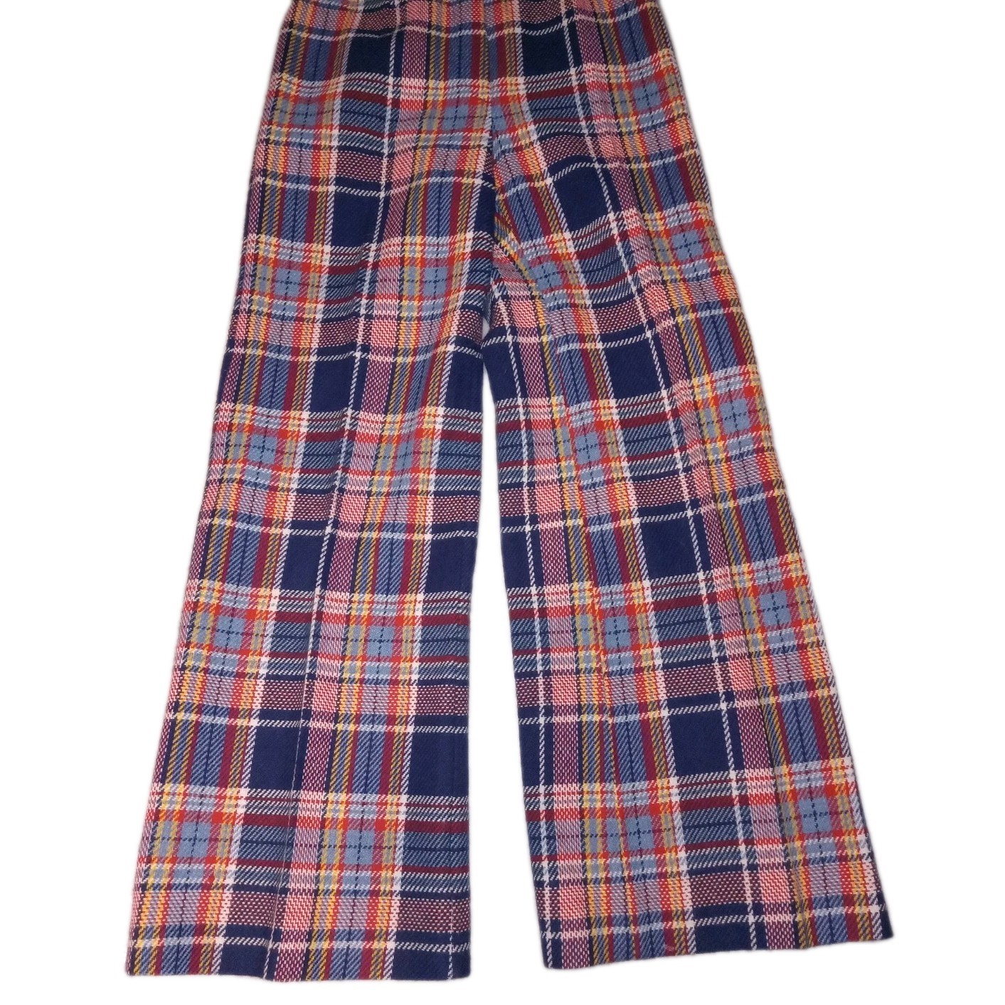 Vintage Bobbie Brooks Bell Bottom Flare Pants Plaid 6 XS 26 X 28.5 Retro Hippie