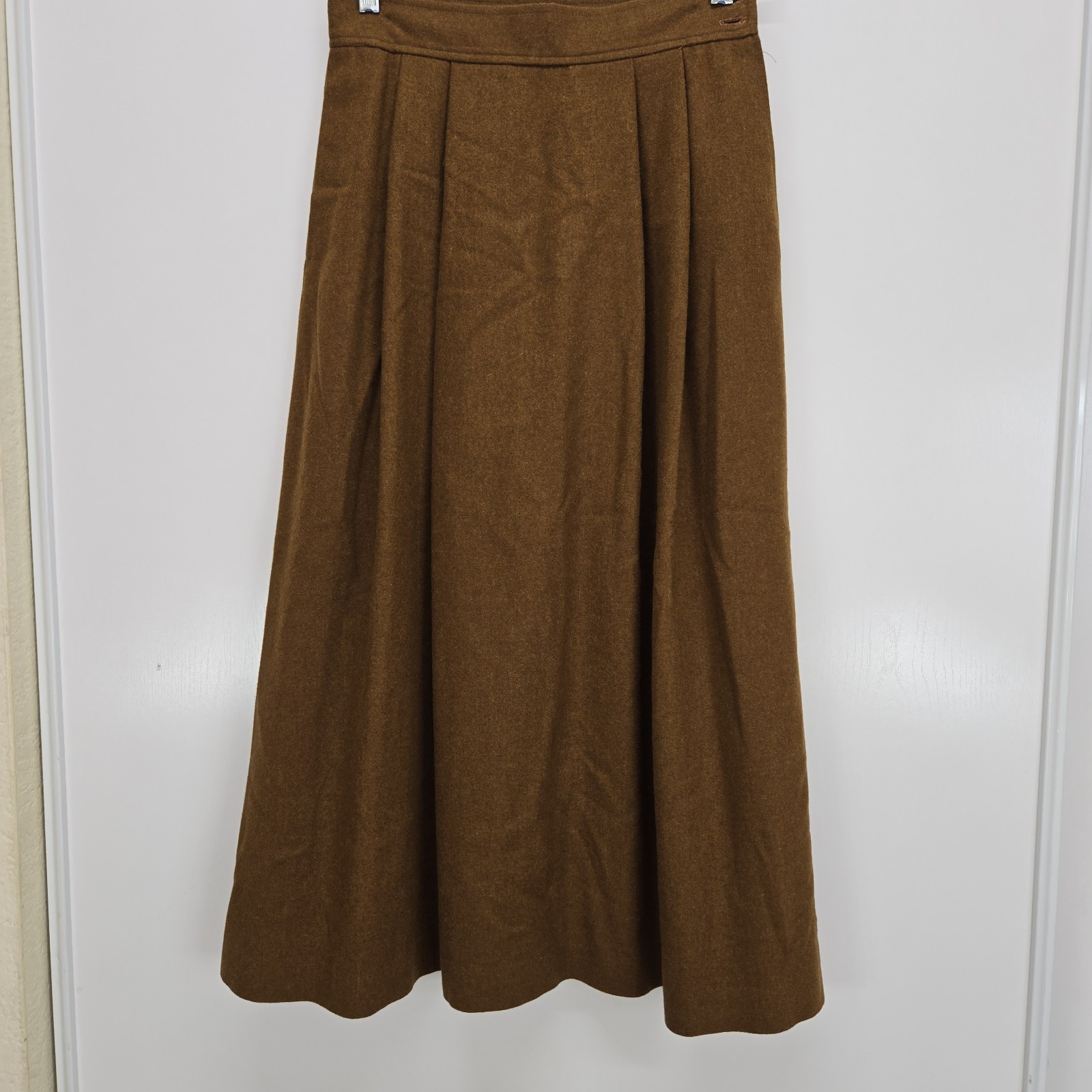 Evan Picone Skirt Suit Women Size 12 Blazer Pleated Skirt Brown 100% Wool VTG
