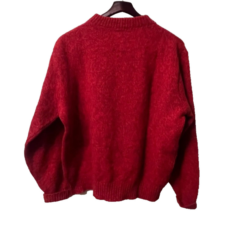VINTAGE 80s L.L. BEAN RED WOOL KNIT PULLOVER SWEATER CREW NECK TOP WOMEN&rsquo;S XL