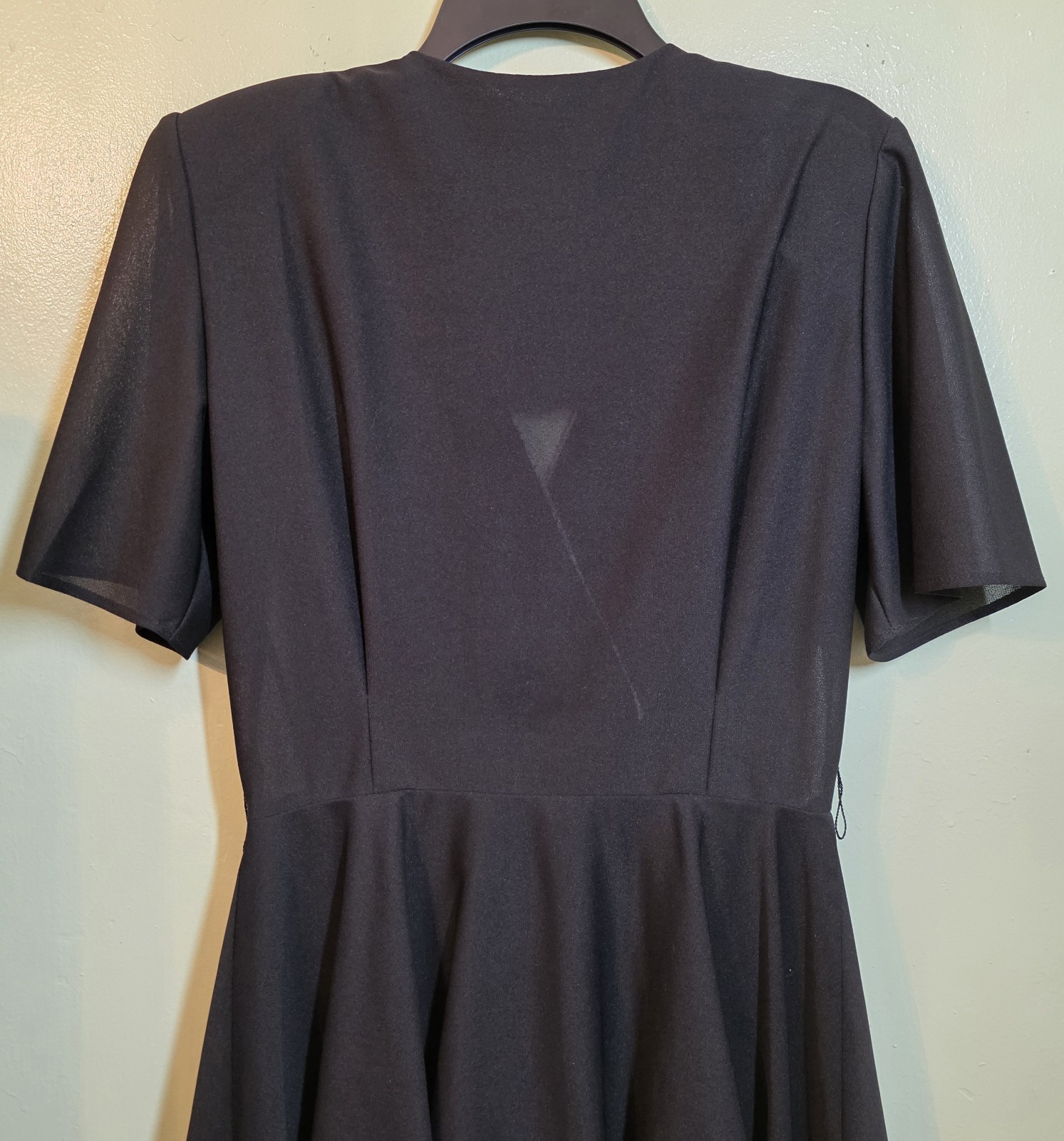 VTG Black Peplum Dress Flaired Waist Sz 10 Lace Secretary Hollywood Glamour