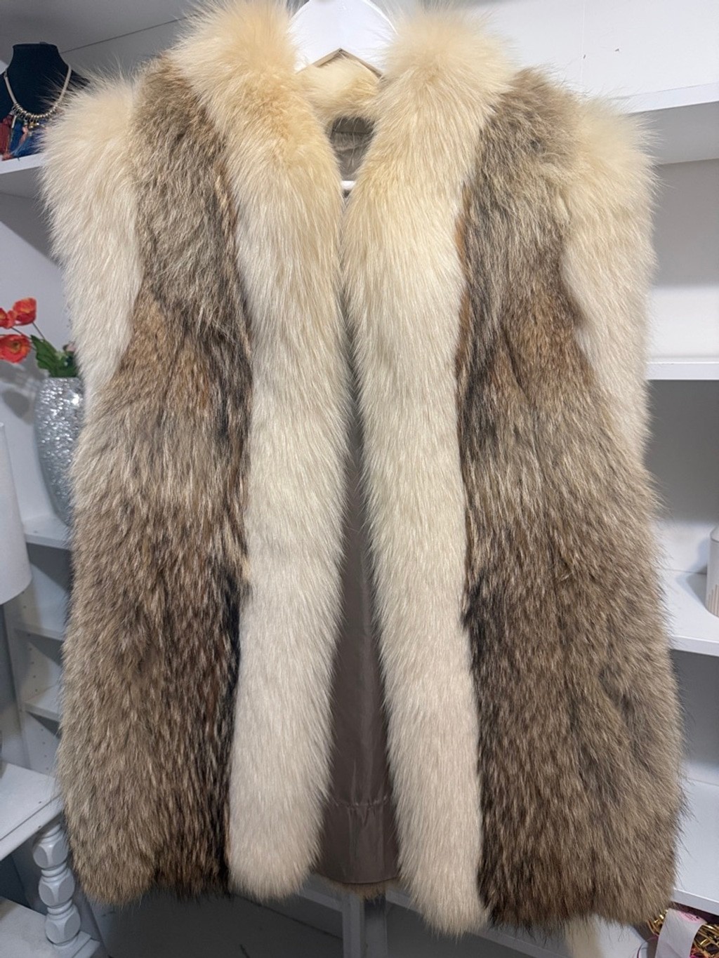 Authentic Mink & Fox Custom Made Trim Fur Vest M/L