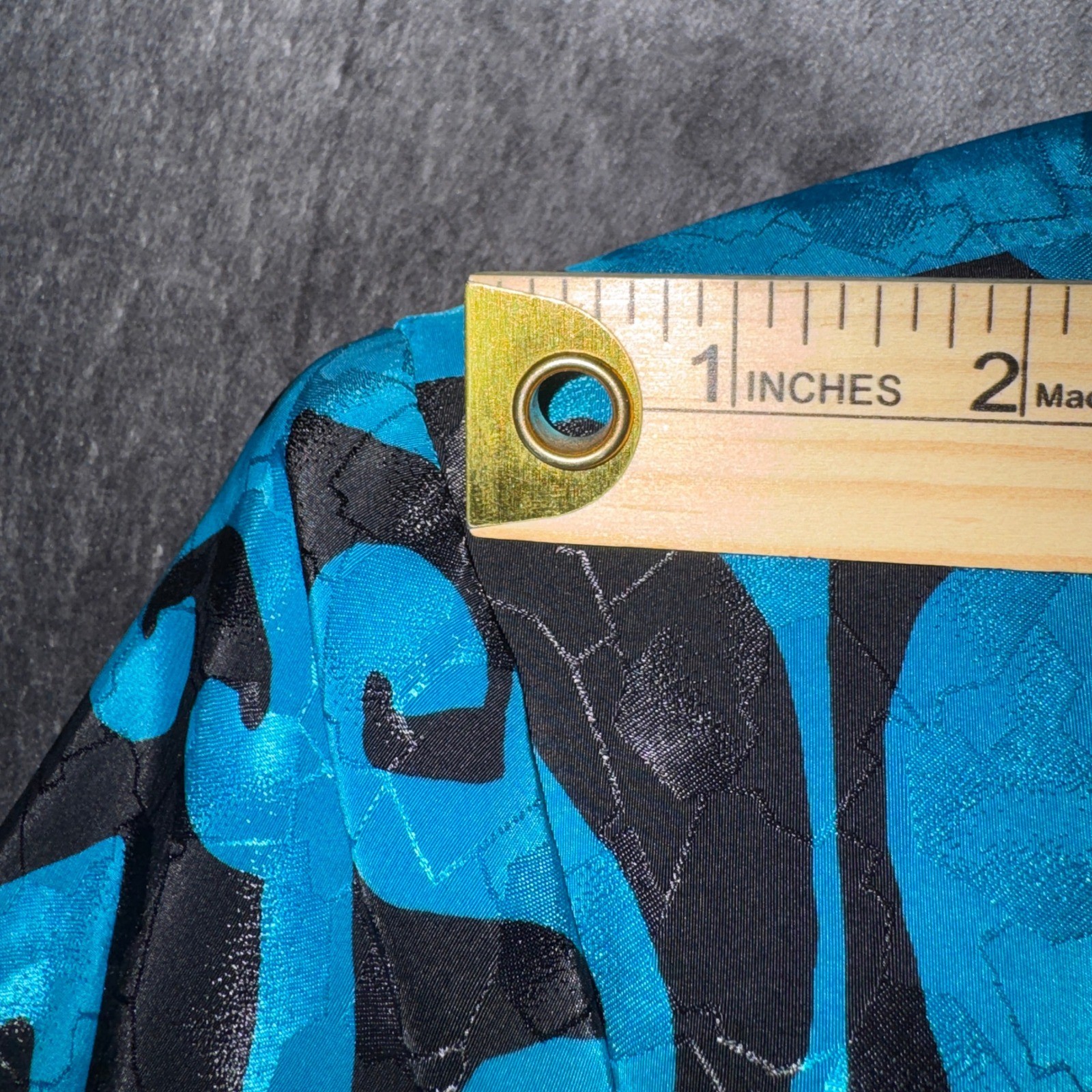 Versailles Vintage Blazer Turquoise Black Geometric Jacquard Shawl Collar M 2935