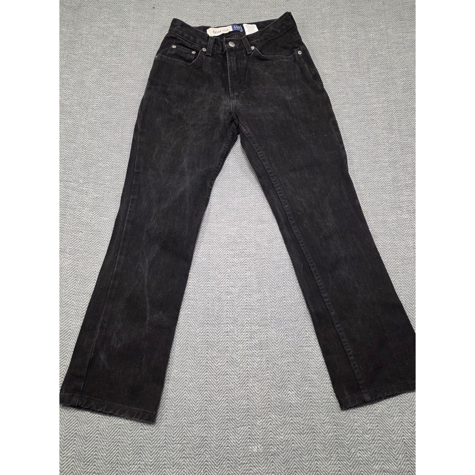 Vintage Gap Boot Cut Ankle Jeans Black High Rise Cotton Made USA Size 0 23×26.5