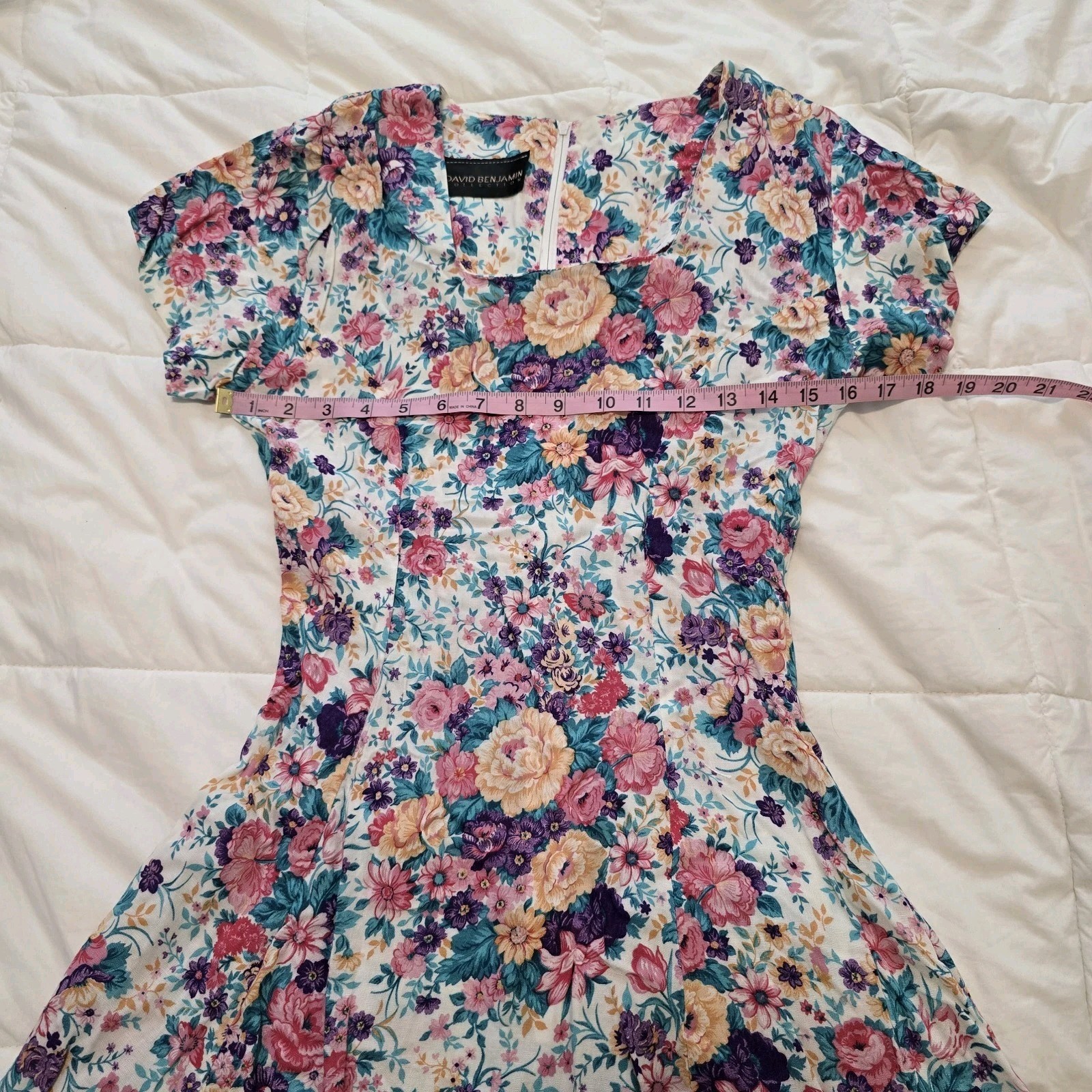 VTG Floral Tea Mini Dress David Benjamin 80s 90s Retro Feminine Approx Sz XS 0-2