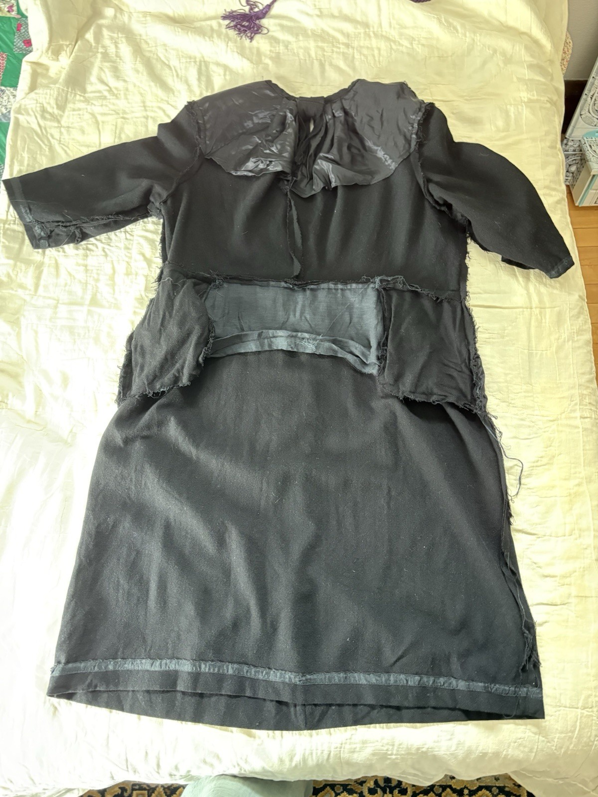 1940s Handmade (?) Vintage Black Formal Cocktail Plus Size Wool Dress Size 18/20