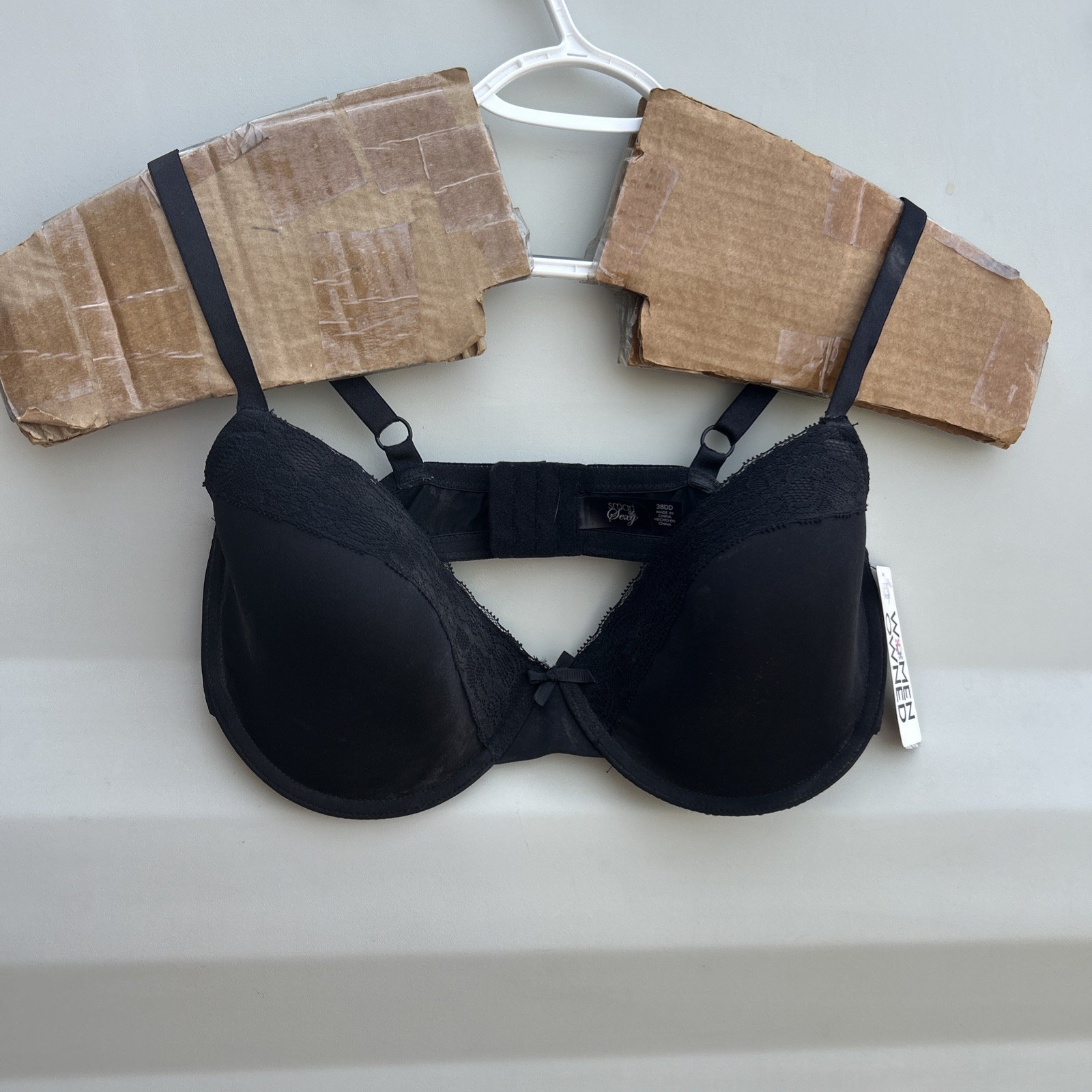 Vintage Smart & Sexy Black Lace Underwire Bra 38DD Floral Sheer late 1990s/Y2K❤️