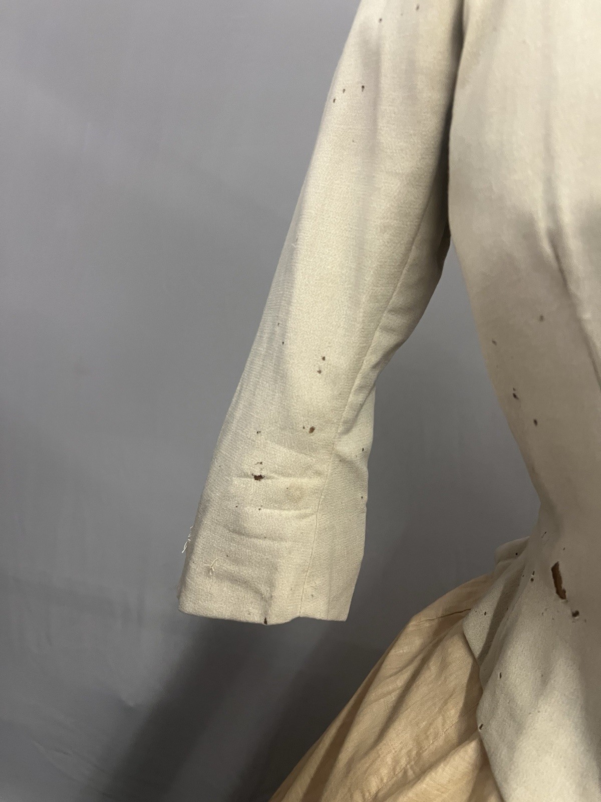 1870’s Two Pc Ivory Wool Bustle Gown