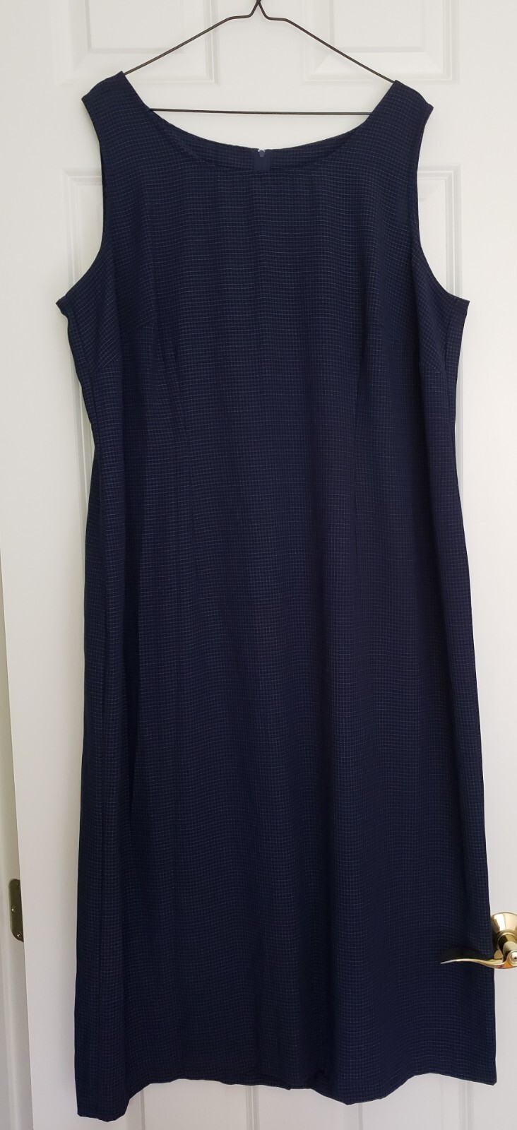 VNTG 90&rsquo;s Sag Harbor Sheath Dress Women&rsquo;s 20W Plus Blue White Check Zip Back