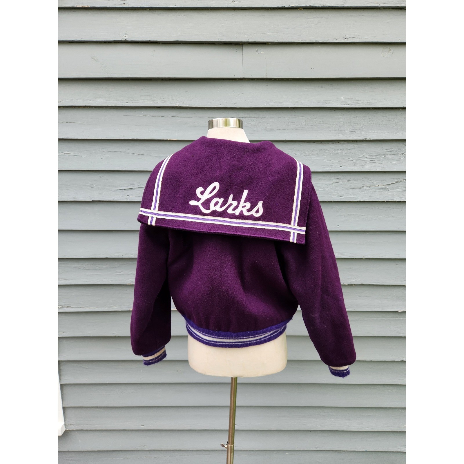 Trophy Jackets Varsity Letterman Purple Wool Sailor Hood Larks Cindy 88 Large