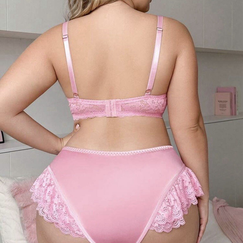 NEW GLOSSY 2nd Skin Stretch Satin 40C Bikini Panties & Bra Set