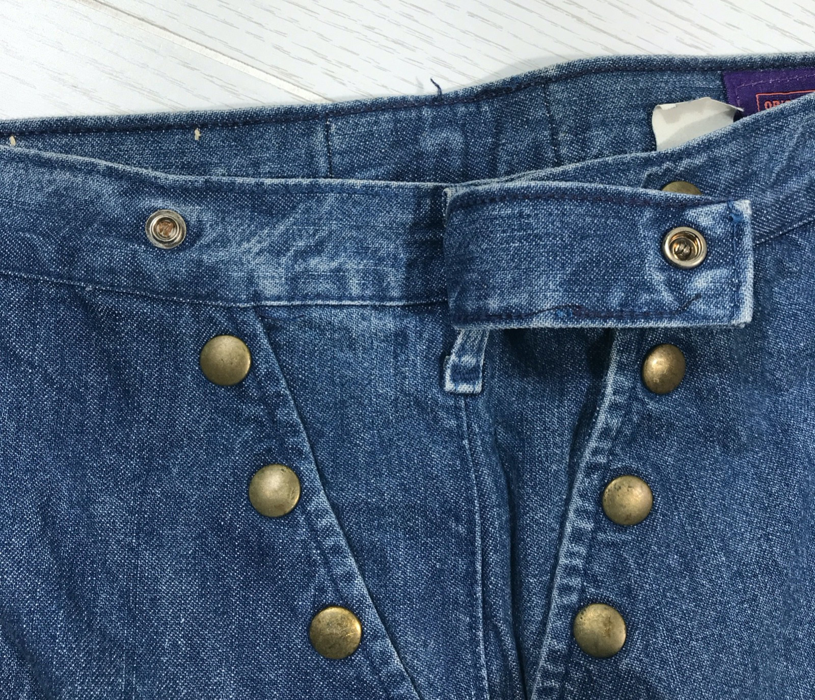 Vintage 70s BellBottom Jeans Women 5/6 LandLubber Button Snap Cotton Made In USA