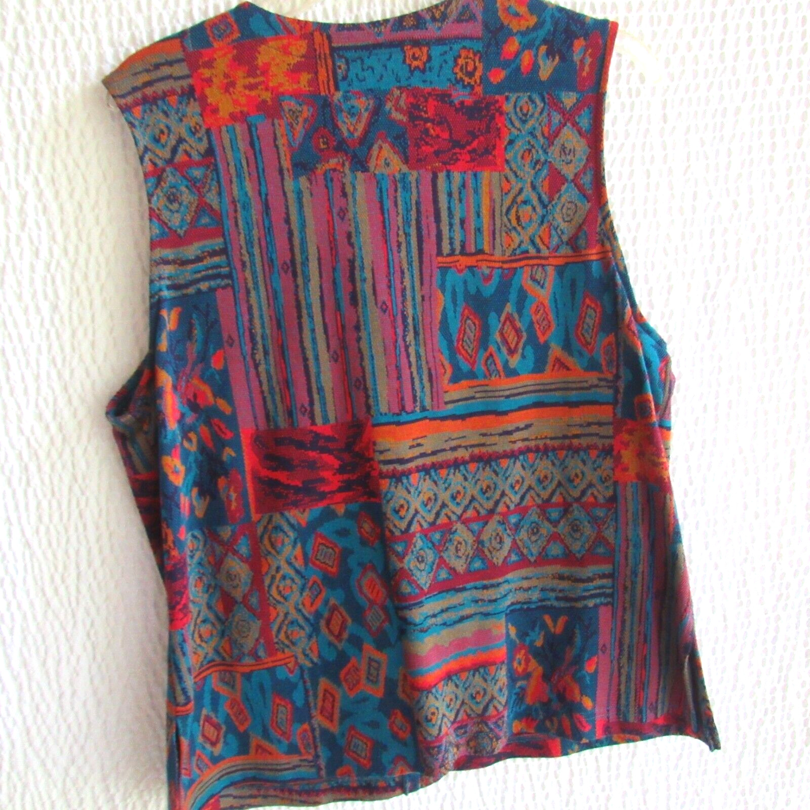 Colorful Abstract Cardigan Sweater Vest XL Grannycore Vintage Graff Art to Wear