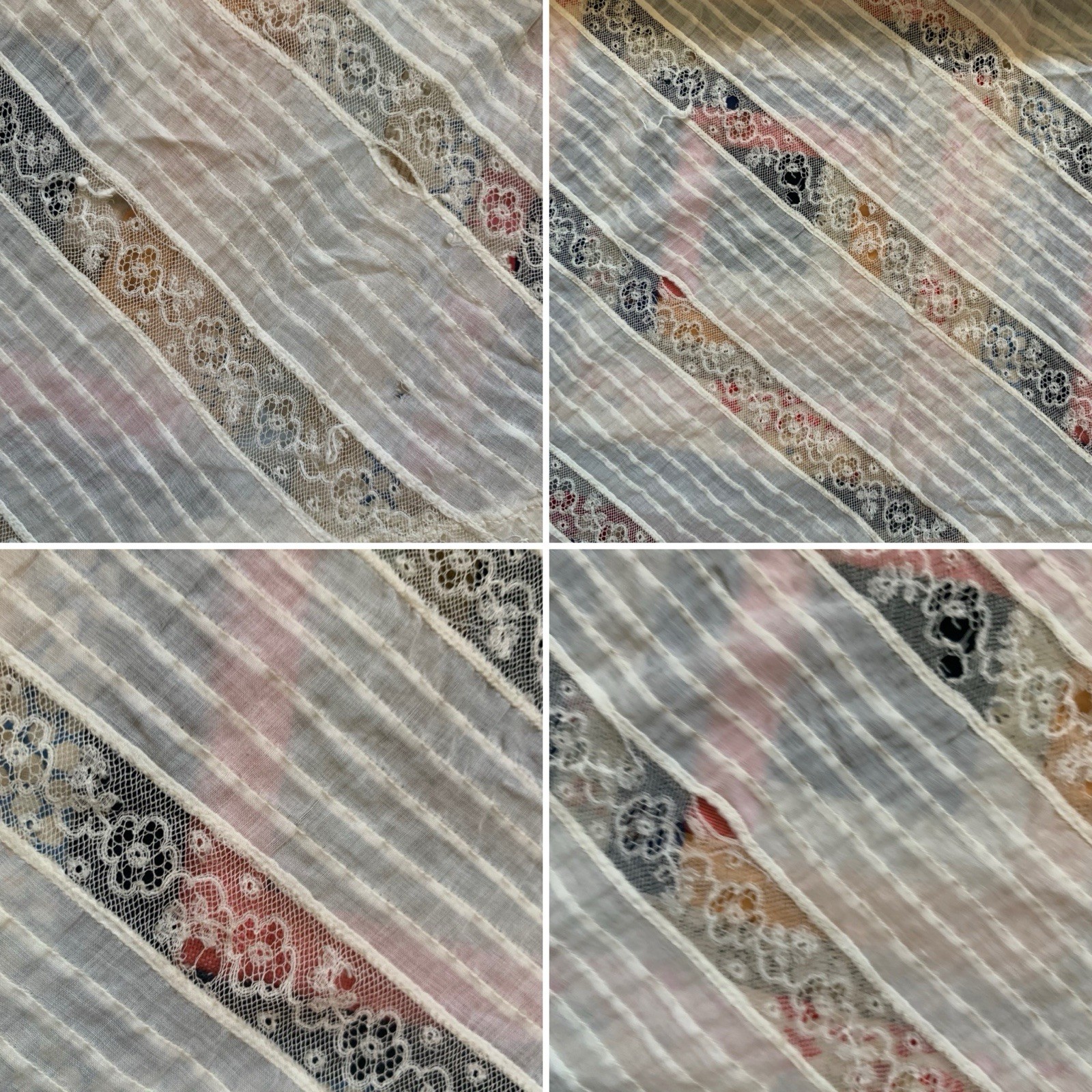 As Is Absolutely Stunning Antique Edwardian Asymmetrical Lace Prairie Skirt