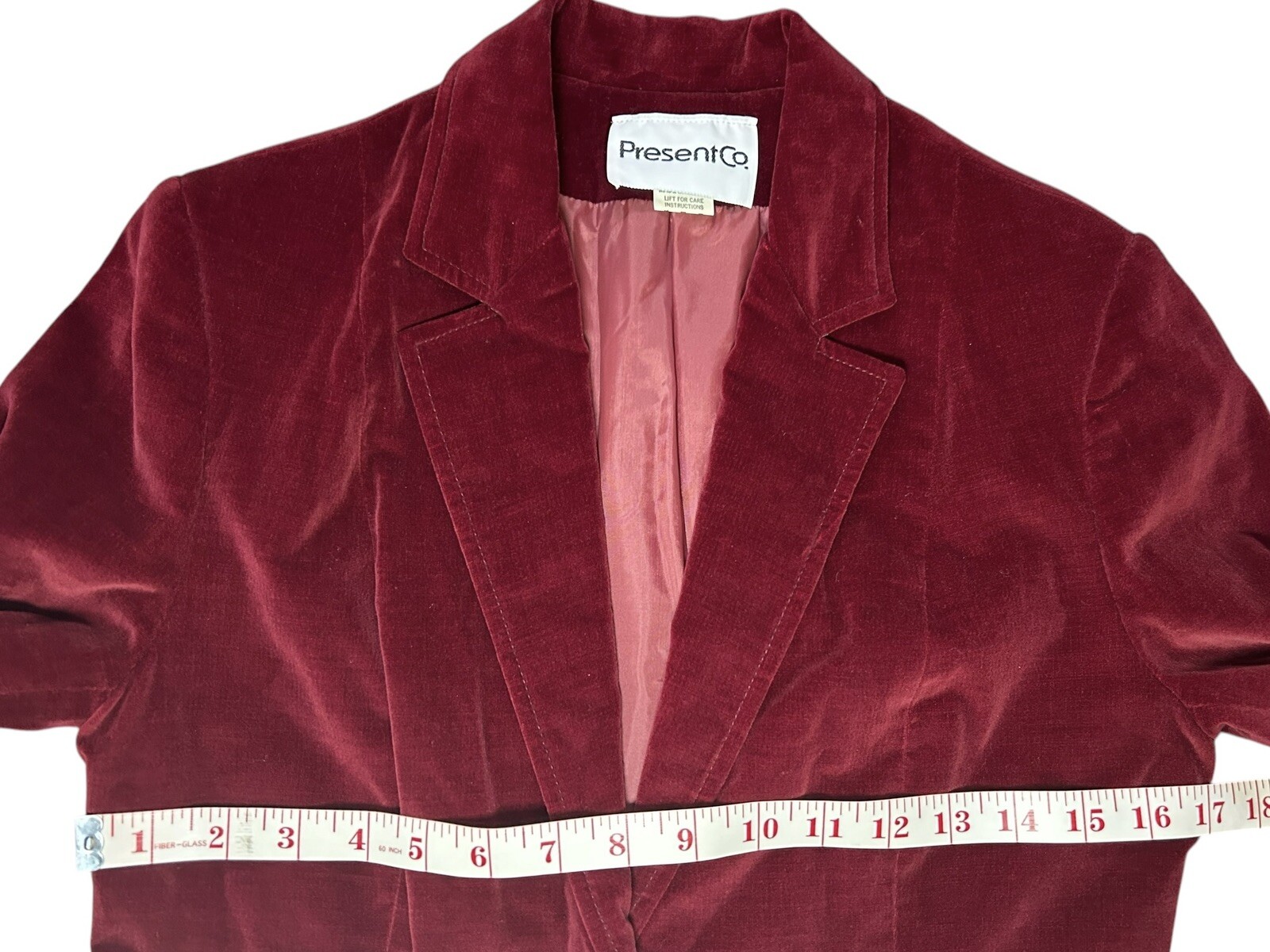 PRESENT Co Velour Blazer 2 Button Up Size SMALL 11/12 Red Wine Velvet Jacket*