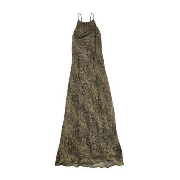 VTG 90&rsquo;s Leopard Print Maxi Halter Dress Gown XS Blondie Nites Formal Cheetah