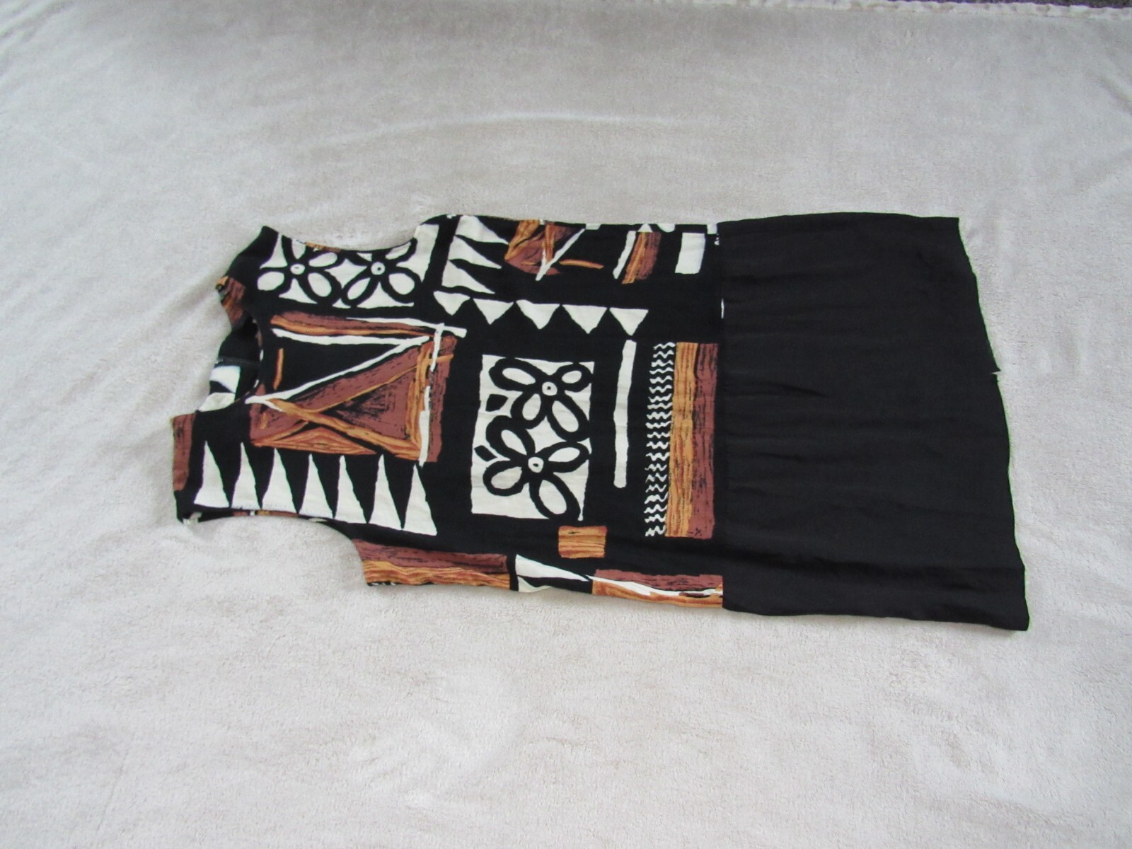 80s Mod Shift Dress Geometric Abstract Tribal Womens Size 12 TINA BARRIE Retro