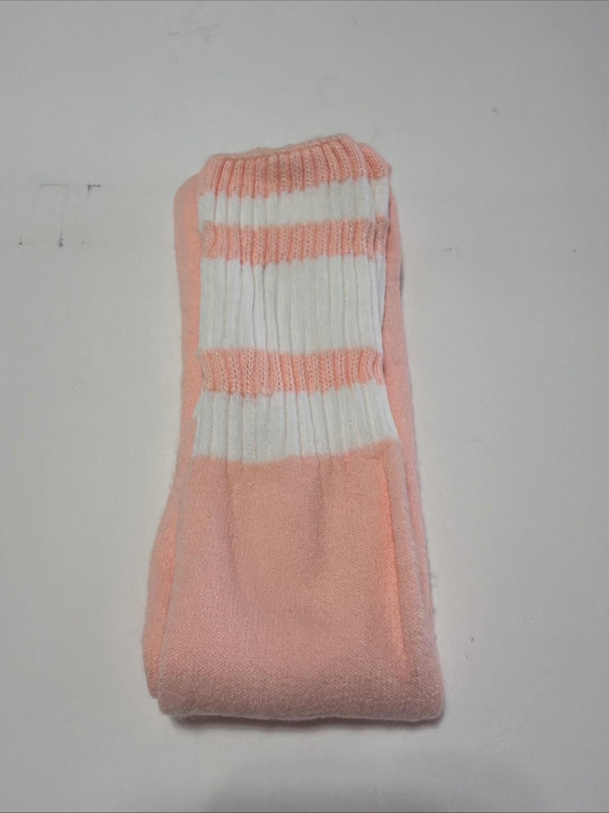 VTG 3 Pack! Socks Women’s 80s Yellow Peach Mint Stripe Acrylic Blend USA 17”.