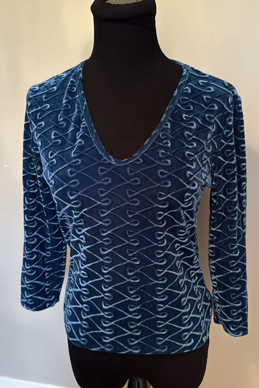Vintage 90’s Bisou Bisou Velvet Pattern Burnout Teal Top Mermaid Fairy Core SZ M