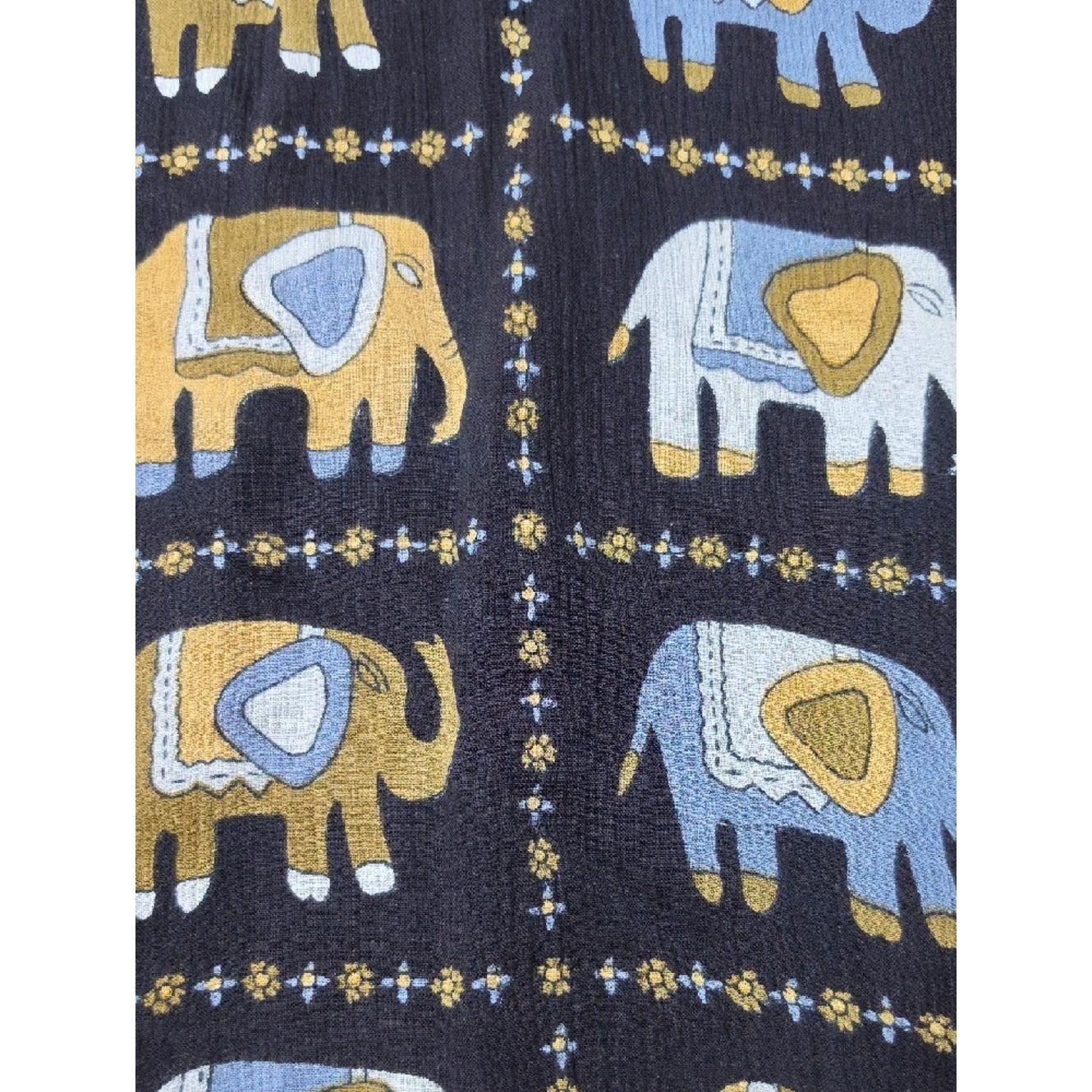 JEWEL QUEEN | Vintage Elephant Print Two-Piece Button Down Tunic Pants Set | XL