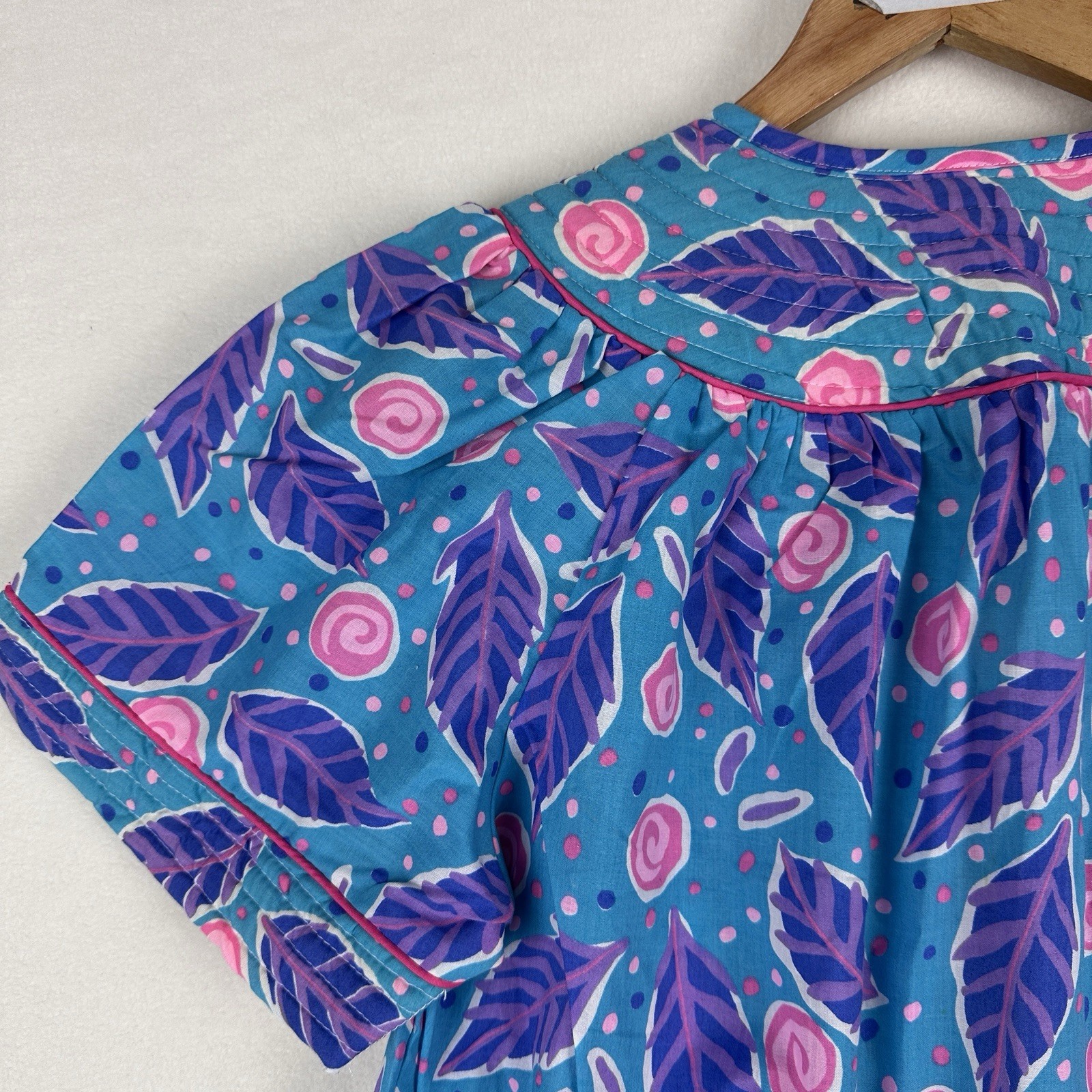 Vintage Court Street Floral House Dress Robe Snap Front Size M Pockets Bohemian