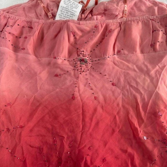 Deja Vu peach orange rhinestone fairy cami tank top y2k vintage mcbling euro