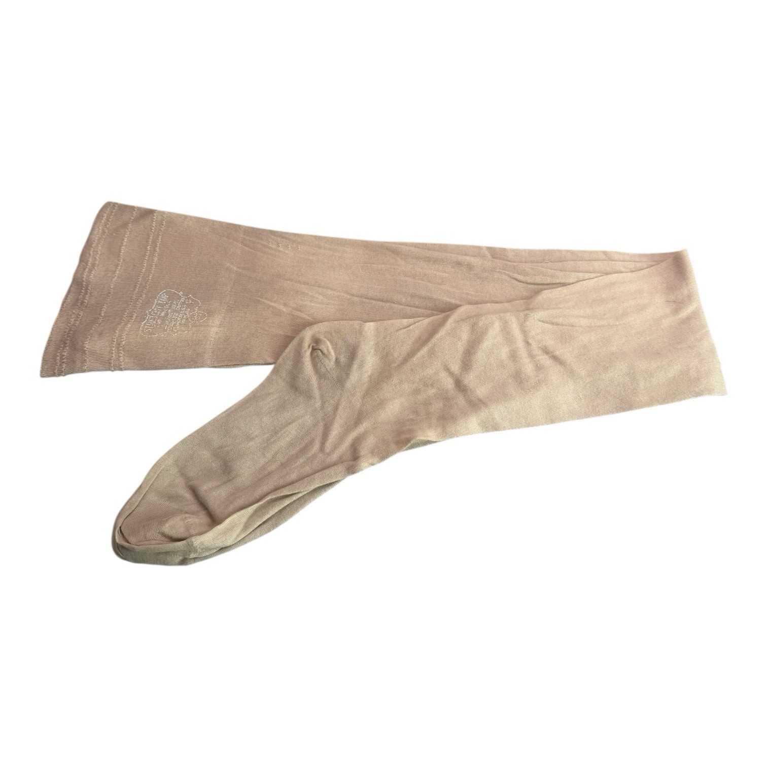 Vintage Stretch Top Cotton Seamless Stockings Made In USA Size 8 1/2 Beige