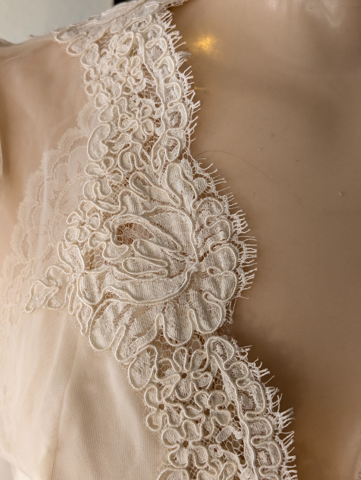 Vtg Val Mode Peignoir Dressing Gown Robe Lingerie Sheer Chiffon Soutauch Lace Sm