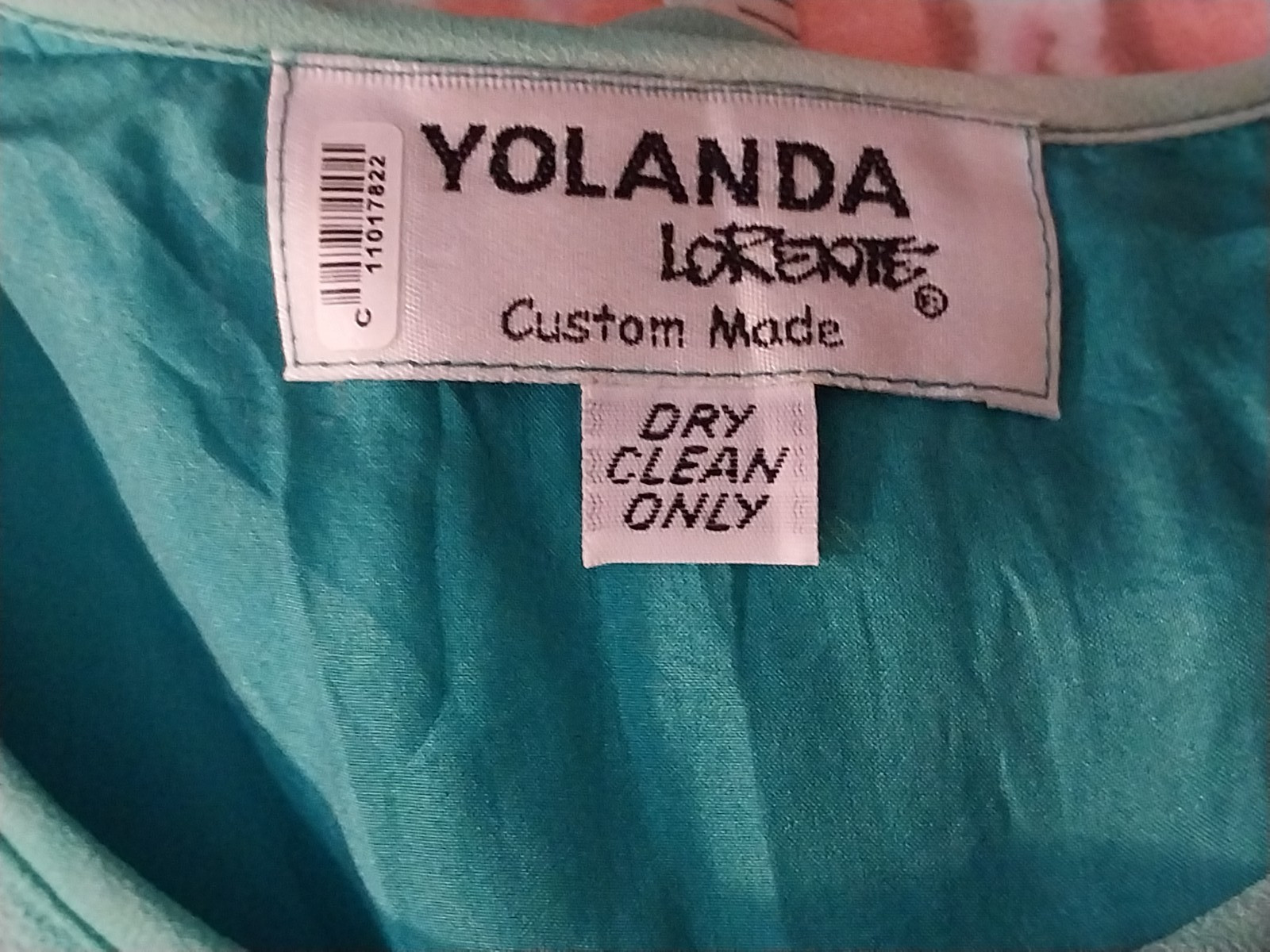 VTG SILK YOLANDA LORENTE HAND PAINTED FLORAL seafoam LAYERS SKIRT BLOUSE L 44