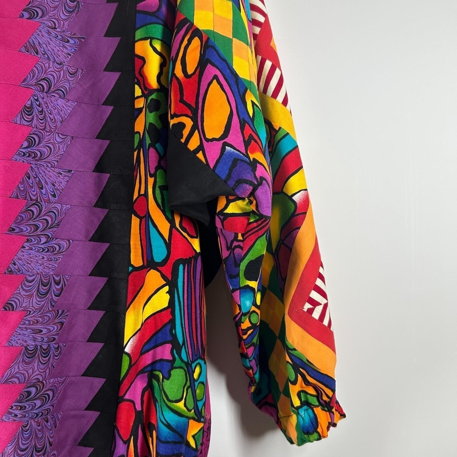 Womens Vintage 80s Art to Wear Patchwork Jacket Multicolor Quilted Maximalist