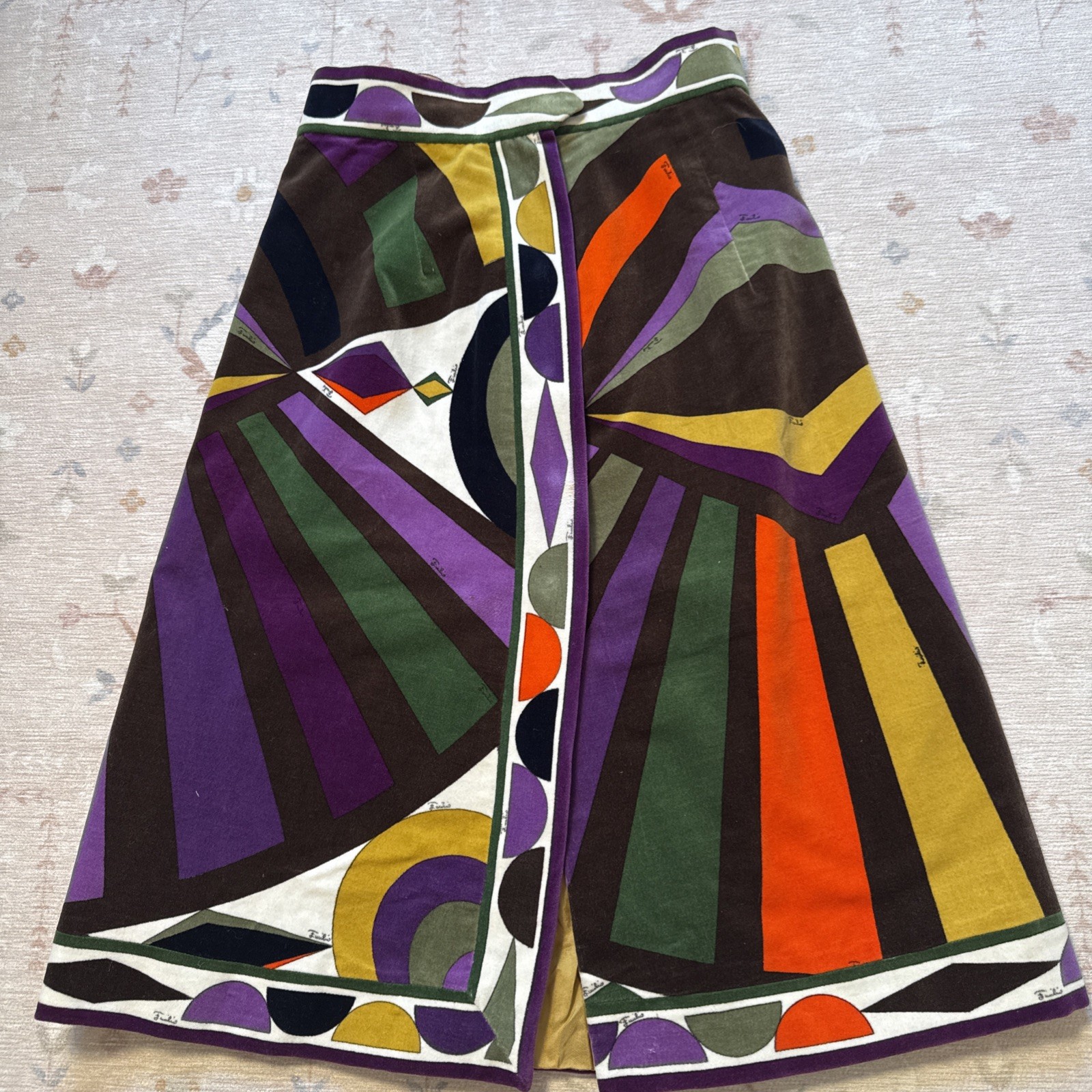 Vintage 1960’s Emilio Pucci For Saks Fifth Avenue Velvet A-Line Skirt XS Mod
