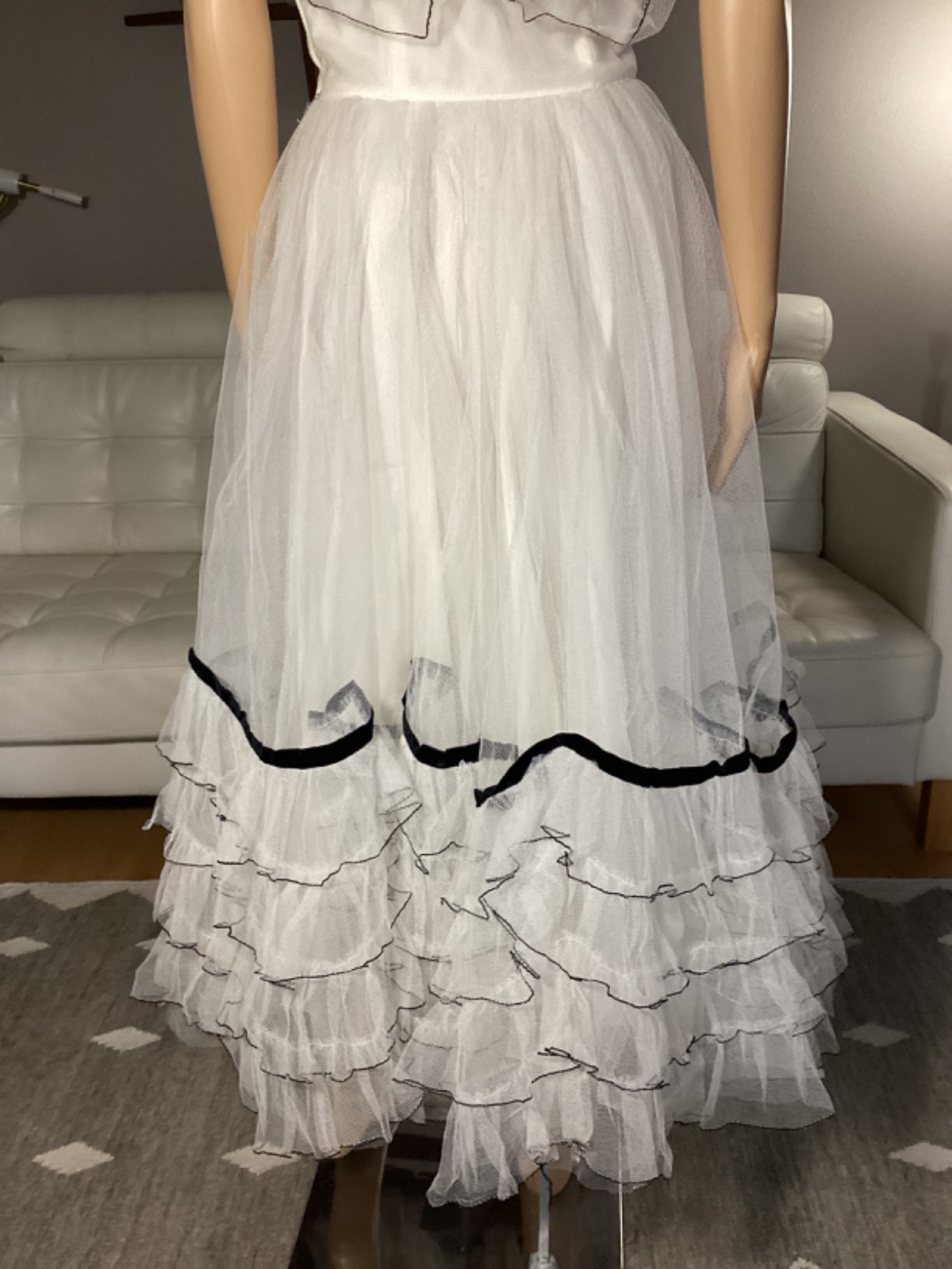 Vintage 1950&rsquo;s Will Steinman Original Black & White Tulle Strapless Party Dress