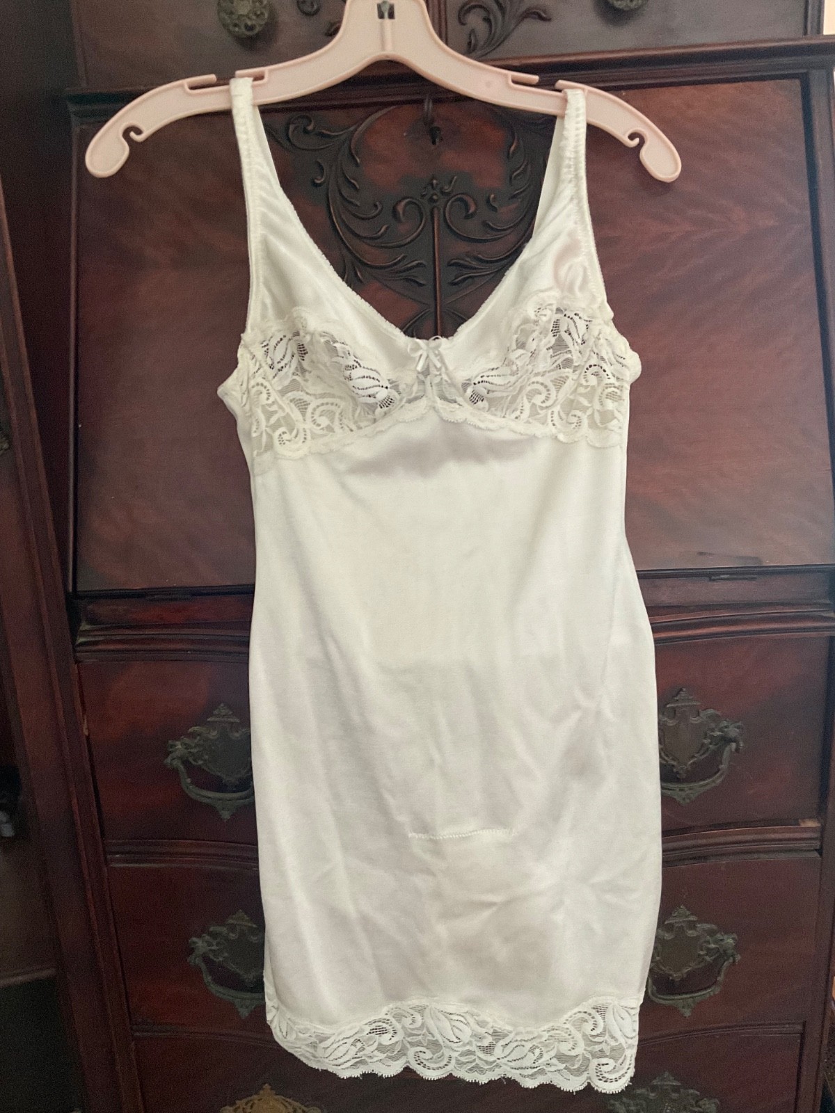 Vanity Fair All in One Slip Girdle Open Bottom Built in Pantie Silky Nylon Sz.34