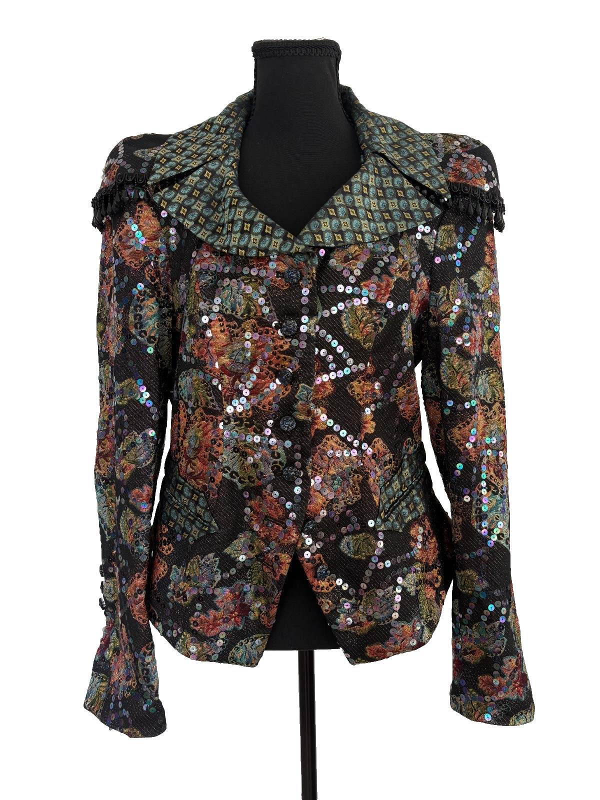 Rare VTG 1990s Christian Lacroix Paris Embellished Couture Jacket FR 42