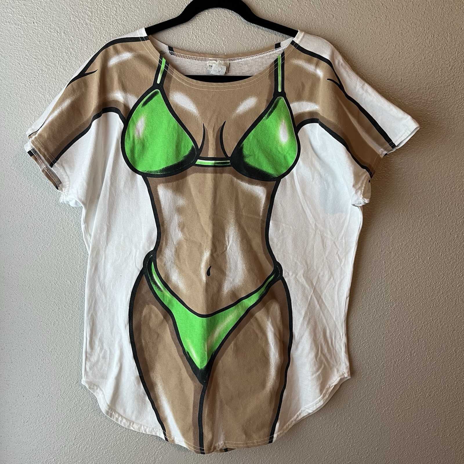 VTG 90s Bikini Swim Suit Cover Up T-Shirt Women&rsquo;s One Size Novelty Oversized