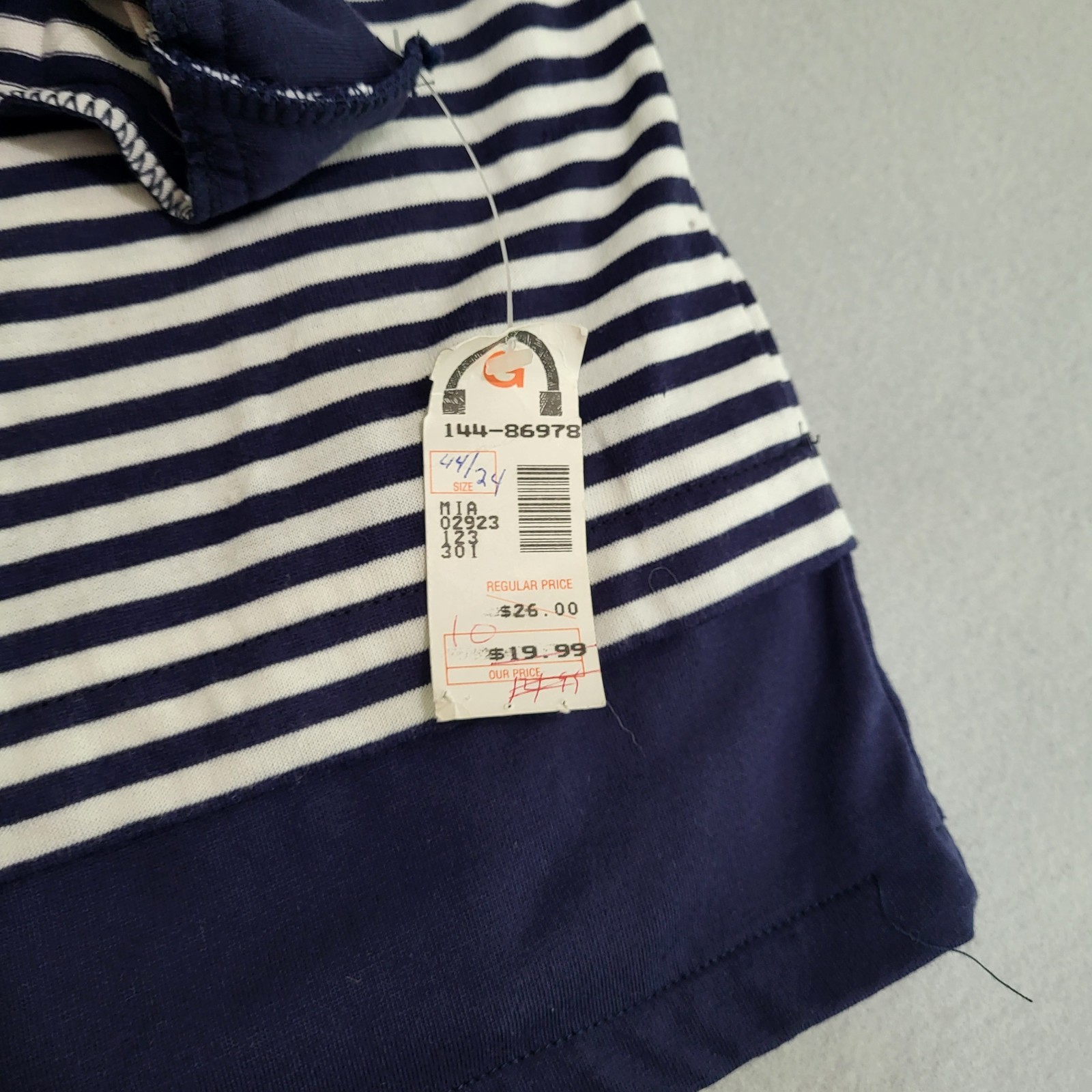 VTG Long Sleeve Striped Nautical Shirt Embroidered Anchor Women&rsquo;s 44/24W NOS