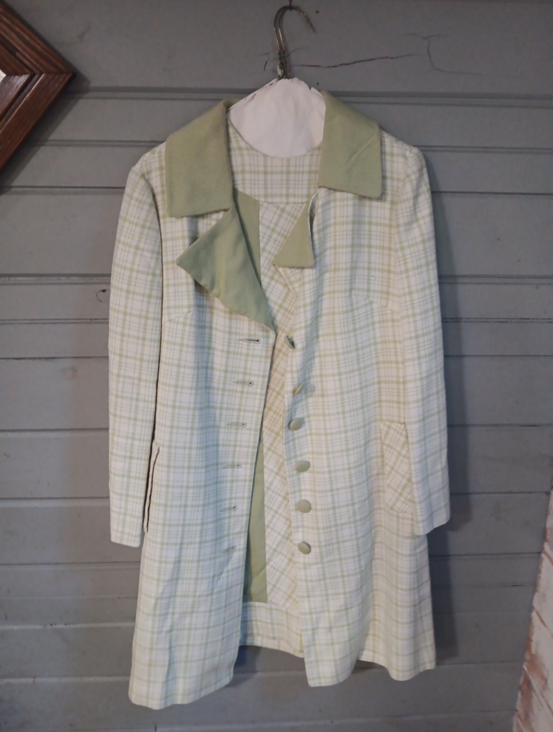 Vintage Dress and Jacket Med/Lg 60s-70s Lime Green Polyester Blend
