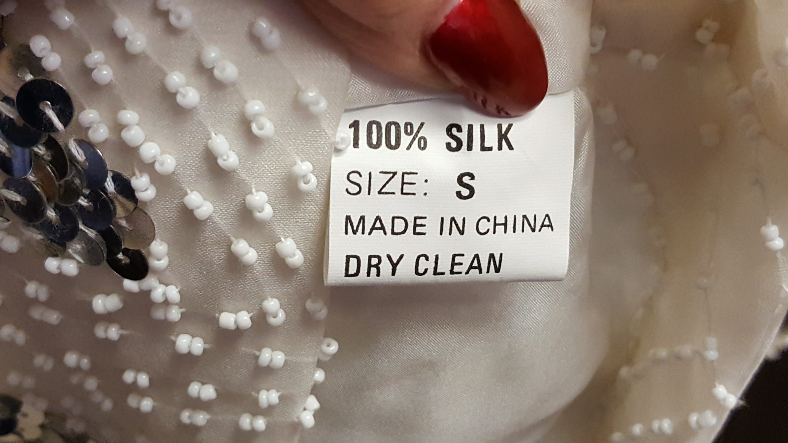 Vintage SILK Sweater Dolman Sleeves TONS SILVER SEQUINS Faux PEARLS S/M BEAUTY!