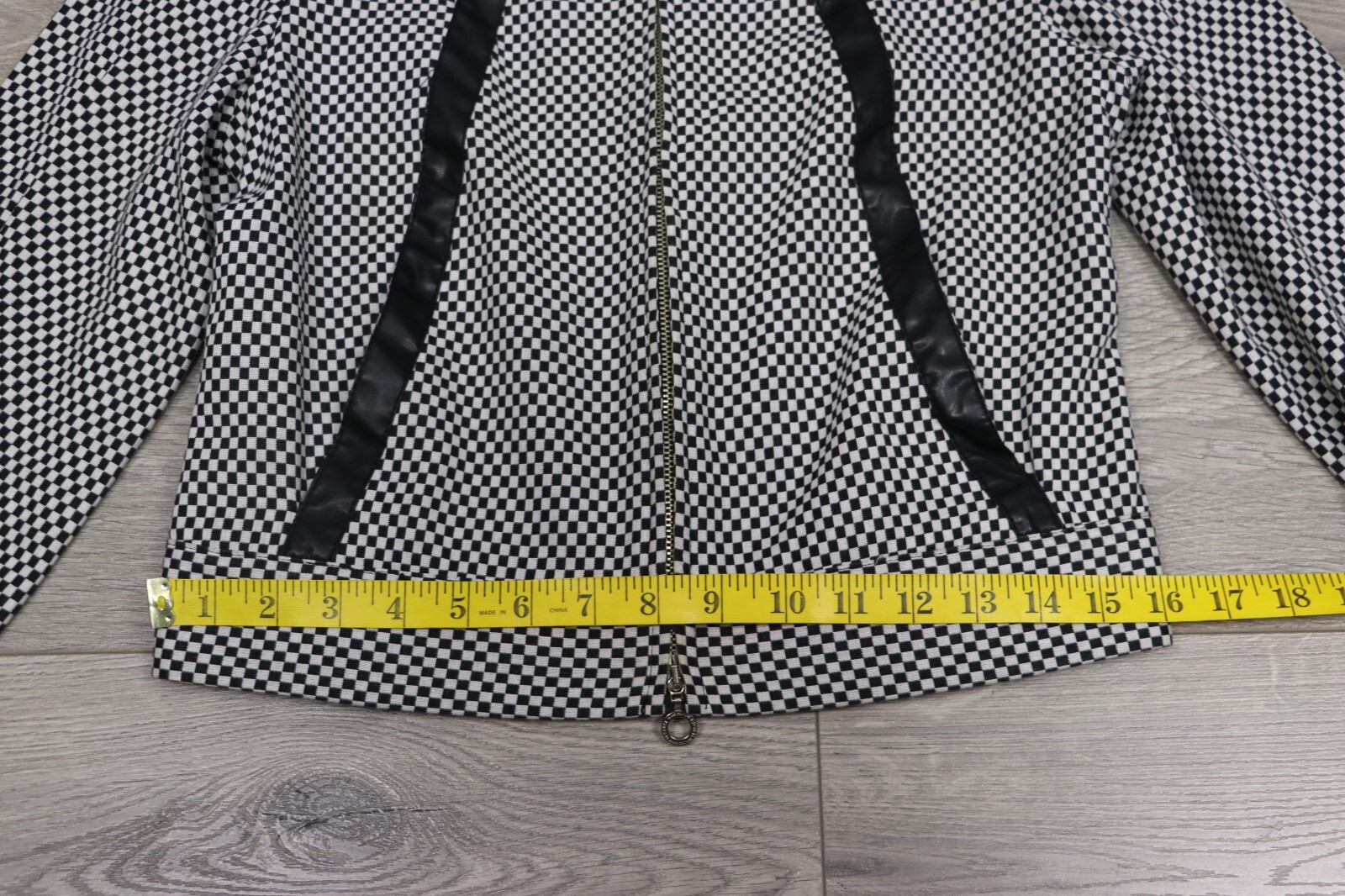 VERSACE JEANS COUTURE White/Black Checkerboard Cotton Zip Jacket Womens Sz S