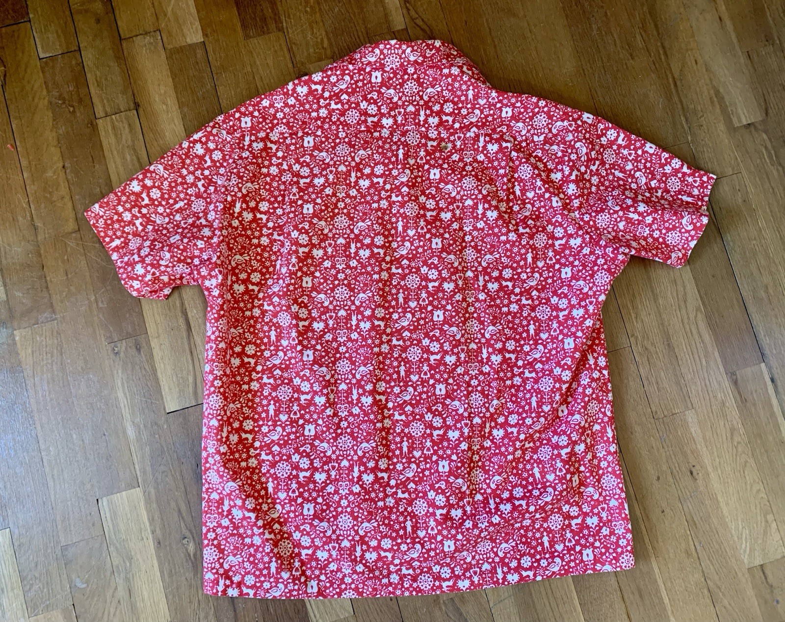 1960s vintage red FOLK ART novelty print rockabilly Dress & matching Mens Shirt