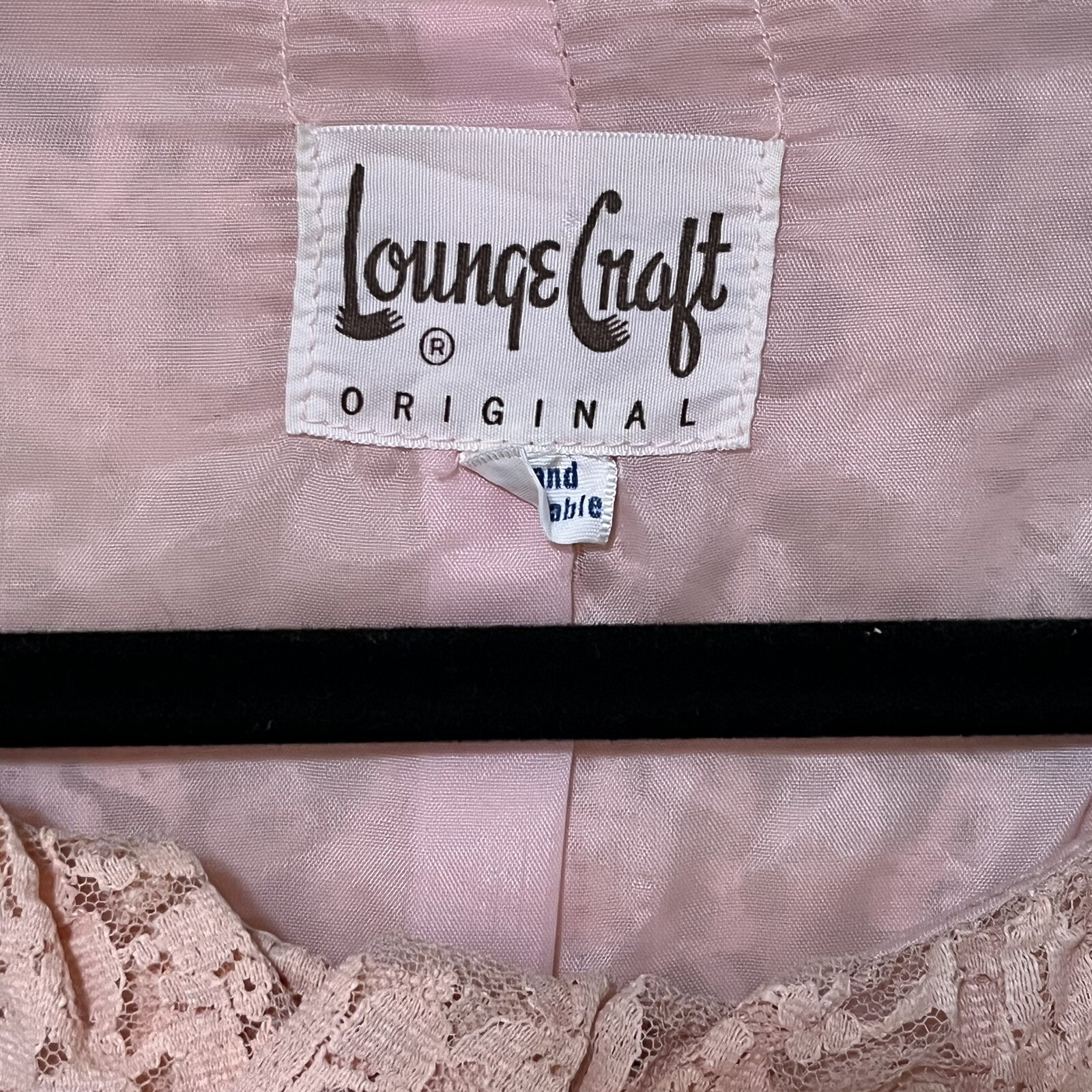 Vintage Lounge craft Original Full Lace Pink Long Peignoir Robe Sz Med – Lg