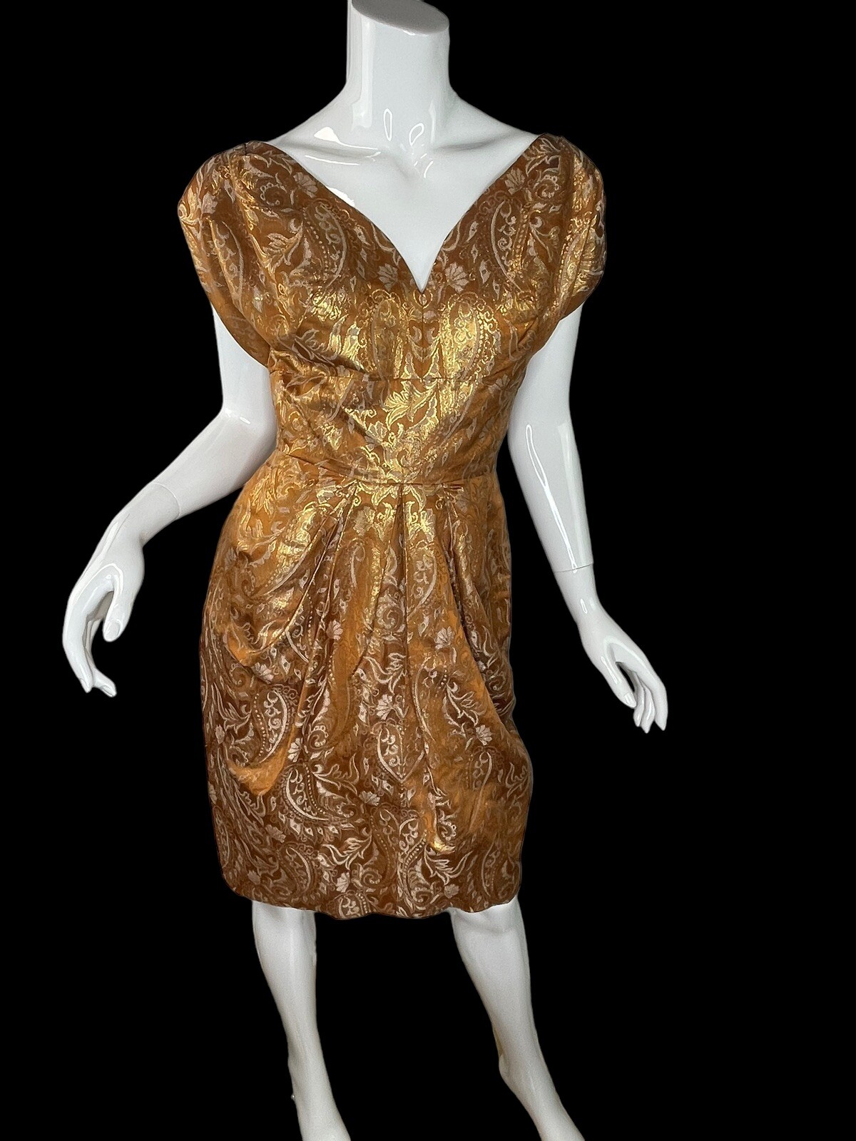 Rare Vintage 1950&rsquo;s Sylvan Rich for Martini Copper Gold Metallic Dress Wiggle