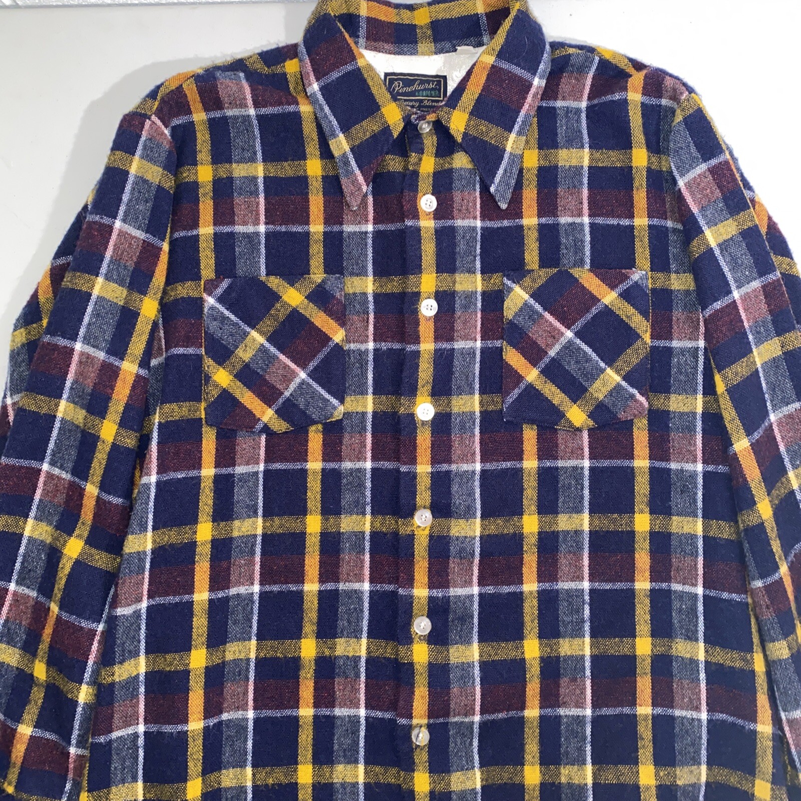 Vintage 1970s Plaid M/L Pinehurst plaid Retro camping bonfire Flannel Shirt A3