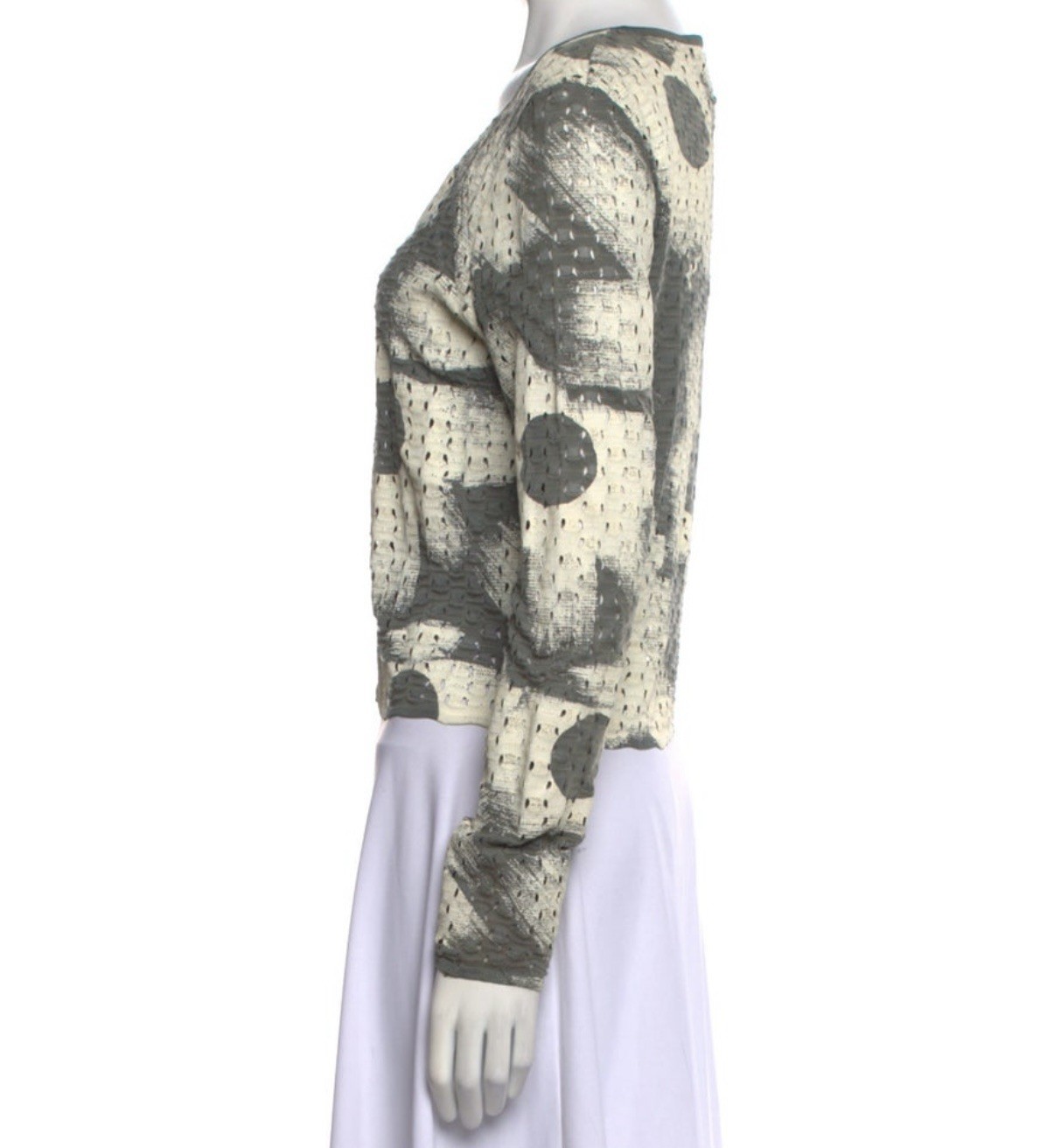 Christian Dior Vintage 2001 Matching Set Sweater Top Cardigan White Gray FR 42 L