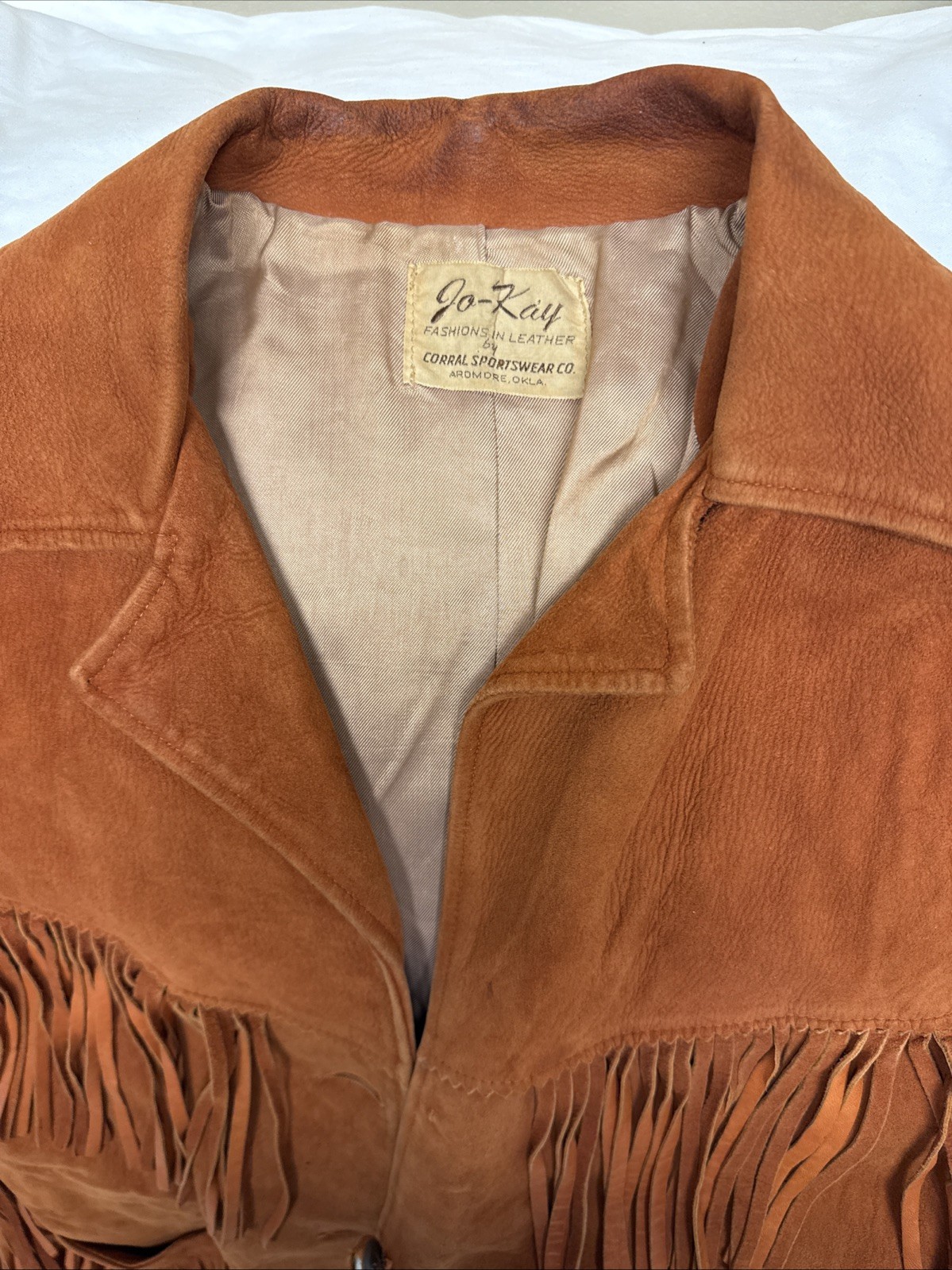 Vintage 50s 60s Joo-Kay Suede Leather Fringe Western Size 18 *See Description