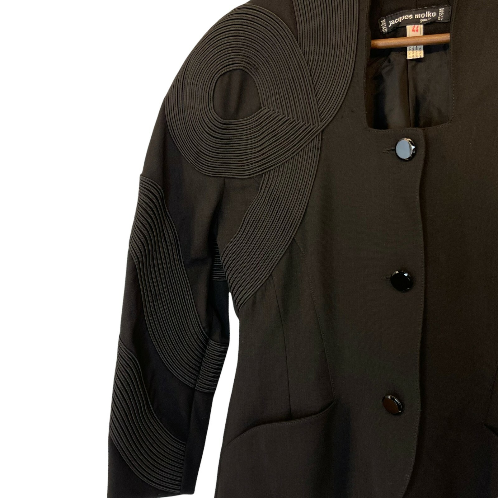 Jacques Molko Paris Jacket Womens 12 Black Vintage Avant Garde 1980s Blazer